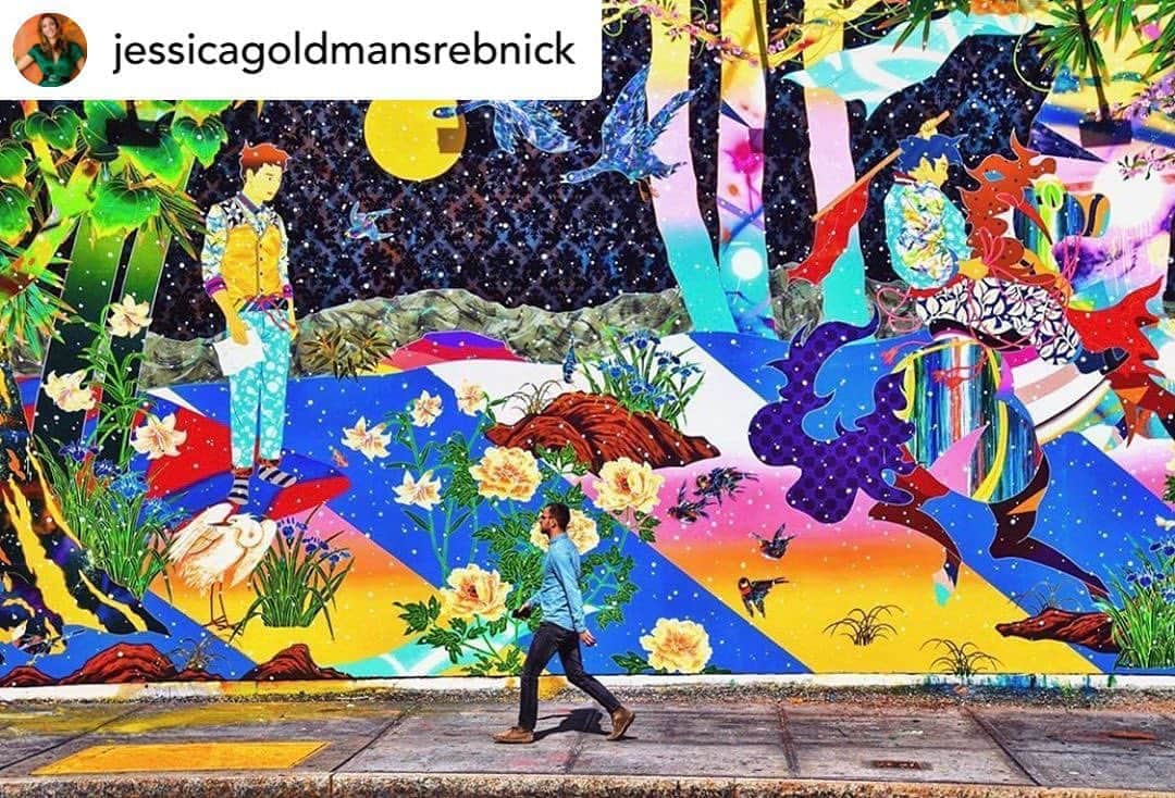 松山智一のインスタグラム：「Let the new chapter begin and thanks again NYC☺️ #repost @jessicagoldmansrebnick Transitions are never easy, change is never comfortable. After 1 incredible year of gracing the Houston Bowery wall, the magnificent @tomokazumatsuyama mural takes its place with artists such as @kennyscharf @obeygiant @mayahayuk @hownosm @ladyaiko_nyc @tristaneaton @banksy @ladypinknyc @retna @ronenglish @osgemeos @keith_haring and so many others (forgive me for not naming everyone) in the history book of the iconic Bowery wall. Thank you Matzu for bringing beauty and hope to NYC at a time we all needed it. Stay tuned...the story continues........ #bowerywall #houstonbowerywall #goldmanproperties #goldmanglobalarts #tomokazumatsuyama」