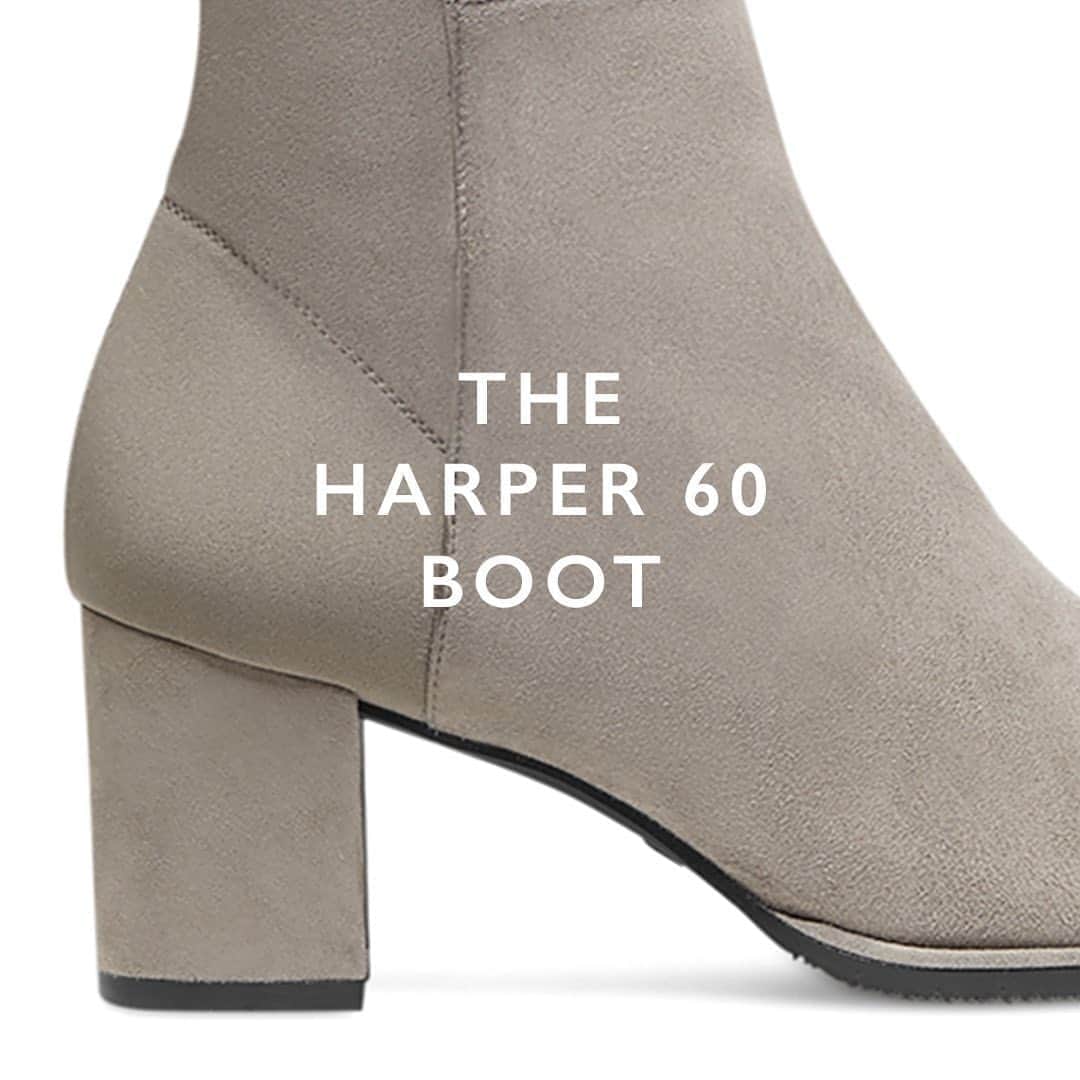 のインスタグラム：「You say you want the easy-to-wear #5050 boot with an easy-to-wear heel? We say NO PROBLEM. The #HARPER60, the newest silhouette in the iconic #5050 Collection, features a 60-mm block heel. Shop the look, available in flannel gray or black and in extended sizes and widths, at the link in bio. #StuartWeitzman」