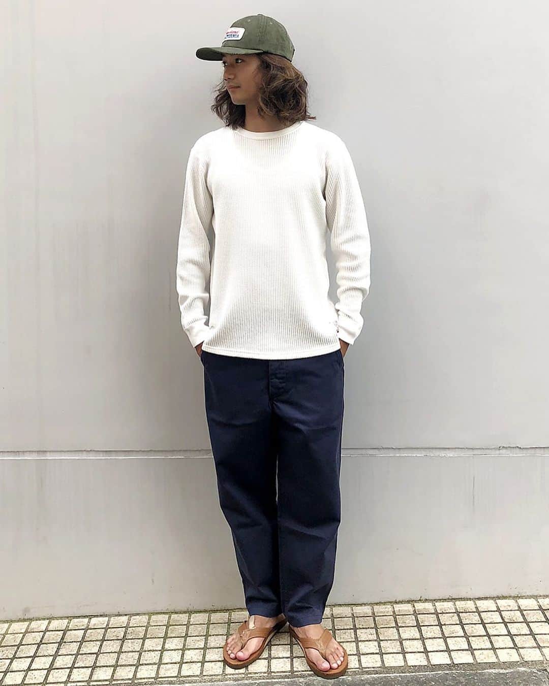 のインスタグラム：「今日のSho.  #standardcalifornia  #スタンダードカリフォルニア #thermal #サーマル #thermaltee #41khaki  #fashion #ファッション #todaysstaffofstandardcalifornia」