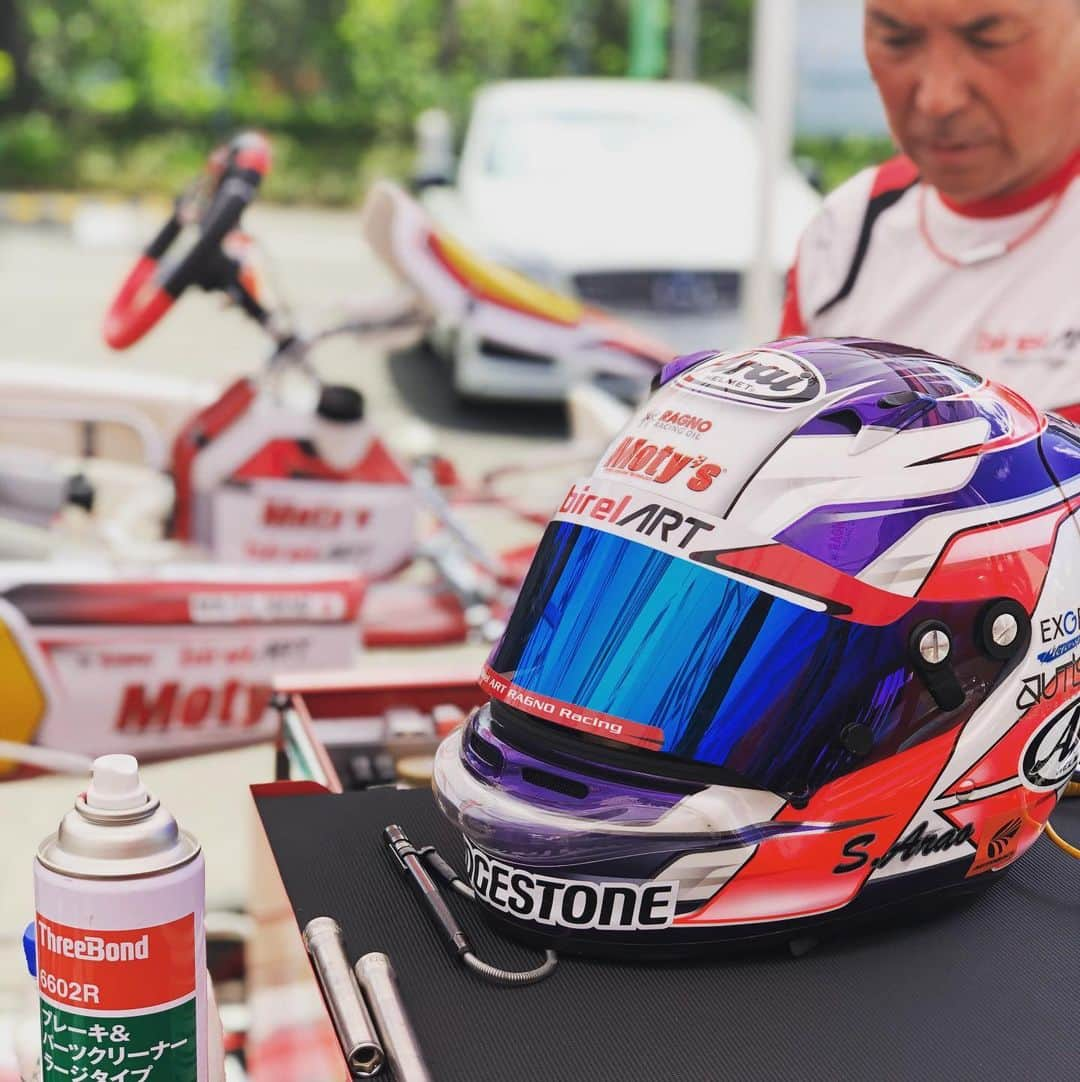 井出有治のインスタグラム：「【All Japan karting - Tire test Day1】  ✨New concept oil test  #bridgestone #birelart #iame #araihelmet #motys #ragno」