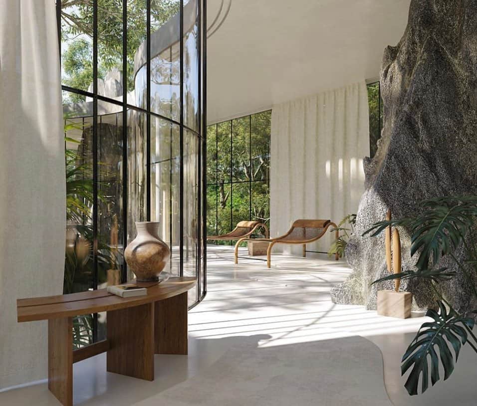 ペニーレ・タイスベックさんのインスタグラム写真 - (ペニーレ・タイスベックInstagram)「I’m spending a lot of time researching on interiors for our future home and had to share this incredible dream house, that is placed by a river surrounded by palm trees called Casa Atibaia💚 A collaboration between Charlotte Taylor and Nicolas Préaud. 💚」9月8日 17時33分 - pernilleteisbaek