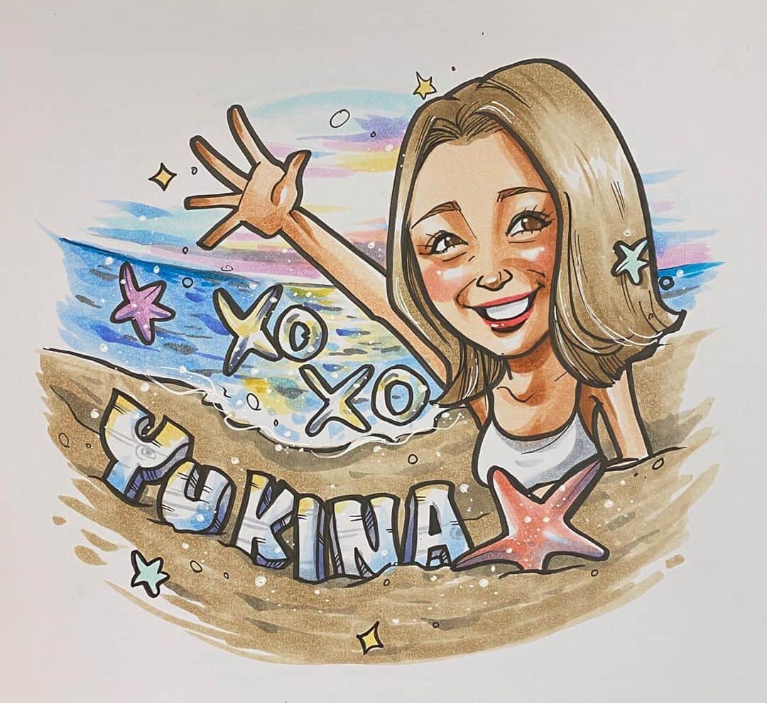 似顔絵★𝗚𝗢𝗥𝗜𝗞𝗜𝗡𝗚のインスタグラム：「. . . 久々のユッキーナさん登場🤙💕 . . . #gorikingのユッキーナシリーズ  インスタ消えて悲しんでいたけど、 再び登場ーーーーー🔥🔥🔥🔥💕 . . . 金髪で雰囲気違って可愛い💕💕✨  もう夏終わっちゃうけど、 なんかユキナさんは、海のイメージが強いんだな😏💕 . . . これからも可愛い投稿見れると思うとうれすぃ😭💕💕✨ . . . いまだにユキナさんに描いた絵のデザインでのご注文もいただきます⭐️✨ ユキナさん通じて知ってもらえた方が多いので本当感謝しかない❤️❤️❤️  . . . @yukina1204xoxo  . .  ❌❌現在は、予約受付終了してます❌❌ 。 . . .  2020年度ご予約のお客✨ 現在70番までの方へ案内中です🌟✨💕 DMの確認いただきgmailへ返信宜しくお願い致します🙇‍♀️🌟✨✨ . . . .  次回の予約応募は、2020年のご予約分を書き終える予定の 来年春から夏頃の、、、予定です。 ※あくまでも予定なので前後します🙇‍♀️ . . . .  オーダー再開の際には 人数制限あるため必ず予約ができるわけではございません。 そのことも踏まえた上で 次回ご検討いただけると嬉しいです(^^) . . また、結婚式の使用を考えてくださる方も多いです✨  前々からお伝えしていますが、 基本的に予約順に対応しているため、 近々の納期を希望される方は、 対応できないこともあるので、 あらかじめご了承ください💦 . . . . . ※今回予約が取れた方へ※ . .  写真がまだ用意できてない、入金が遅れそうなど、状況により、順番が前後することもございます‼️ あらかじめご了承ください。 。 . . . また、芸能人、キャラクターのオーダー、パロディ風オーダーはお断りしています。  芸能人については、ご本人様に直接プレゼントなどはOKです。 . . . . . . 💰料金表は過去投稿記事みてね❤💰 . . . . . ➡️ハッシュタグ⇨ goriking117料金表2019⬅️ . . ✨✨✨✨✨✨✨✨✨✨✨✨✨✨✨✨ @by.goriking のアカウントでは、 過去書かせて頂いたお客様方からの、 似顔絵のその後のお写真をいただき、 投稿しております^ - ^❤️❤️ 玄関に飾ってある似顔絵、 渡した瞬間のお写真、 ご本人とのお写真などなど💕 いろんな場面でのお写真お待ちしております^ - ^✨⭐️ . . . .  .  #似顔絵#pencildrawing#drawing#pencil#illust#painting#art#artwork#絵描きさんと繋がりたい#似顔絵師#gorikingの似顔絵屋さん#可愛い#ユッキーナ#木下優樹菜#ママ#ヘアスタイル#fashion#fashiongram#おしゃれママ#インスタ#海#夏#beach#marine#comicart#anime#animeart#comicartist#animejapan」