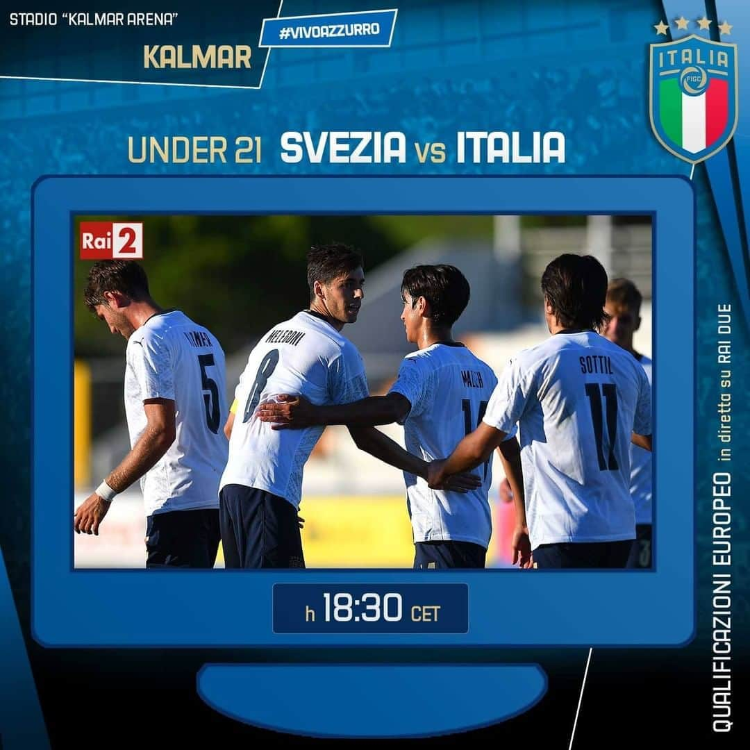 サッカーイタリア代表さんのインスタグラム写真 - (サッカーイタリア代表Instagram)「#Under21 💙  🇸🇪 #SveziaItalia 🇮🇹  ⏱ 18.30 🏟️ Stadio "Kalmar Arena" di #Kalmar ⚽️ Qualificazioni #U21Euro  📺 #RaiDue  #Azzurrini #U21SveIta #VivoAzzurro  #Under21 💙  🇸🇪 #SwedenItaly 🇮🇹  ⏱ 18:30 CEST 🏟️ Kalmar Arena ⚽️ #U21Euro Qualifier  #Azzurrini #U21SveIta #VivoAzzurro」9月8日 19時18分 - azzurri