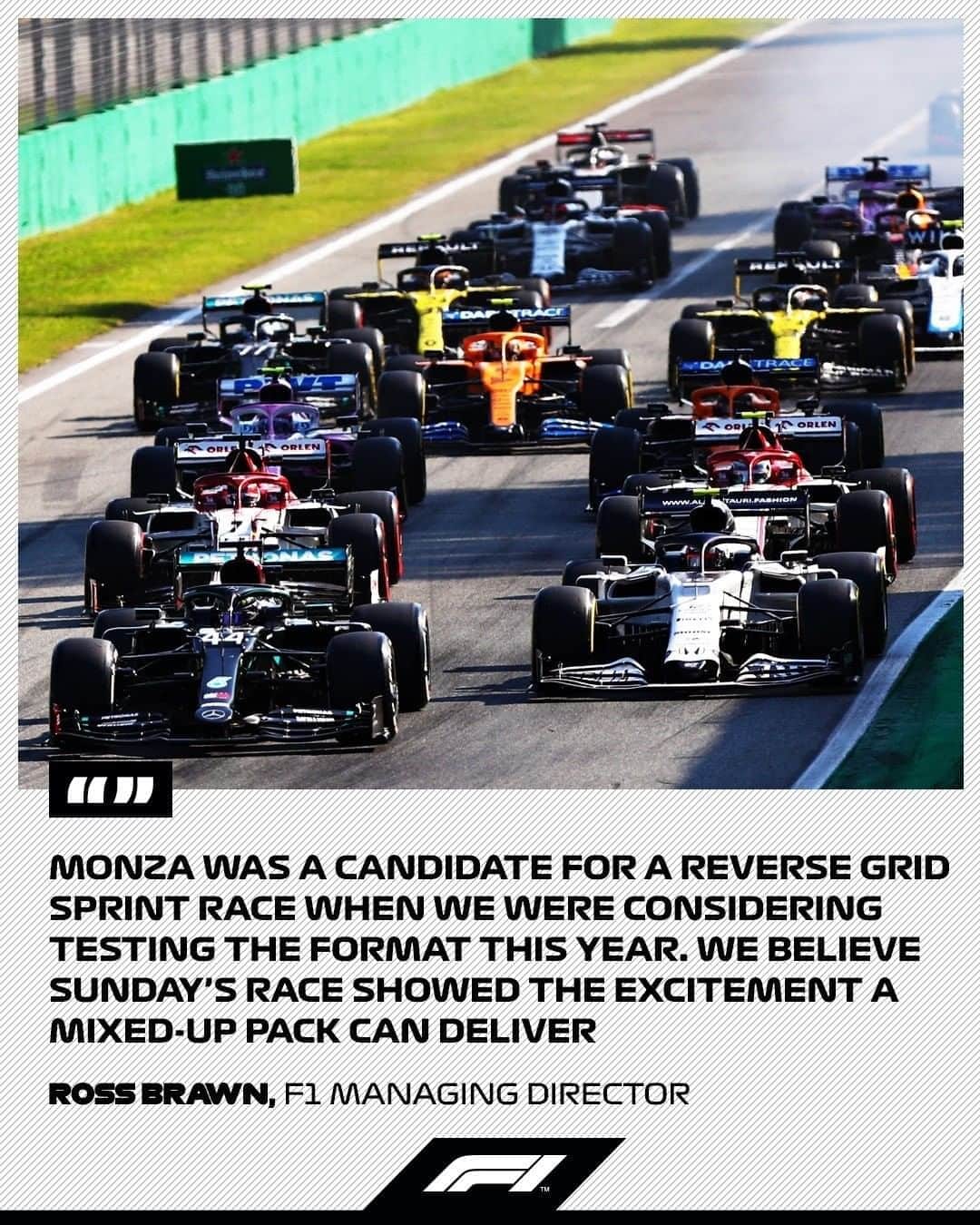 F1さんのインスタグラム写真 - (F1Instagram)「Reverse grid sprint races... discuss 🤔✍️ . Head to F1.com to read the latest Ross Brawn column where he reflects on a memorable weekend's racing at Monza . #ItalianGP 🇮🇹 #Formula1 #F1」9月9日 6時01分 - f1