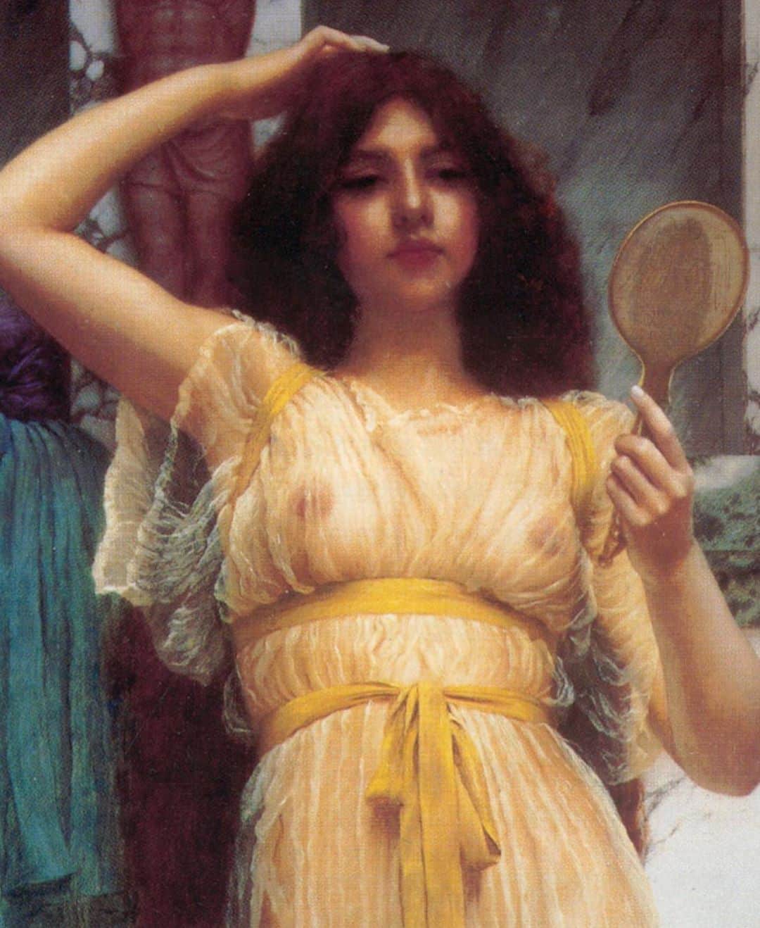 Inka Williamsさんのインスタグラム写真 - (Inka WilliamsInstagram)「Insane details “The Mirror & Classic Beauty ” J.W Godward , 1899 - Private collection Victoria Painting • going to be posting more of my fave art pieces as my albums are getting full」9月8日 21時26分 - inkawilliams