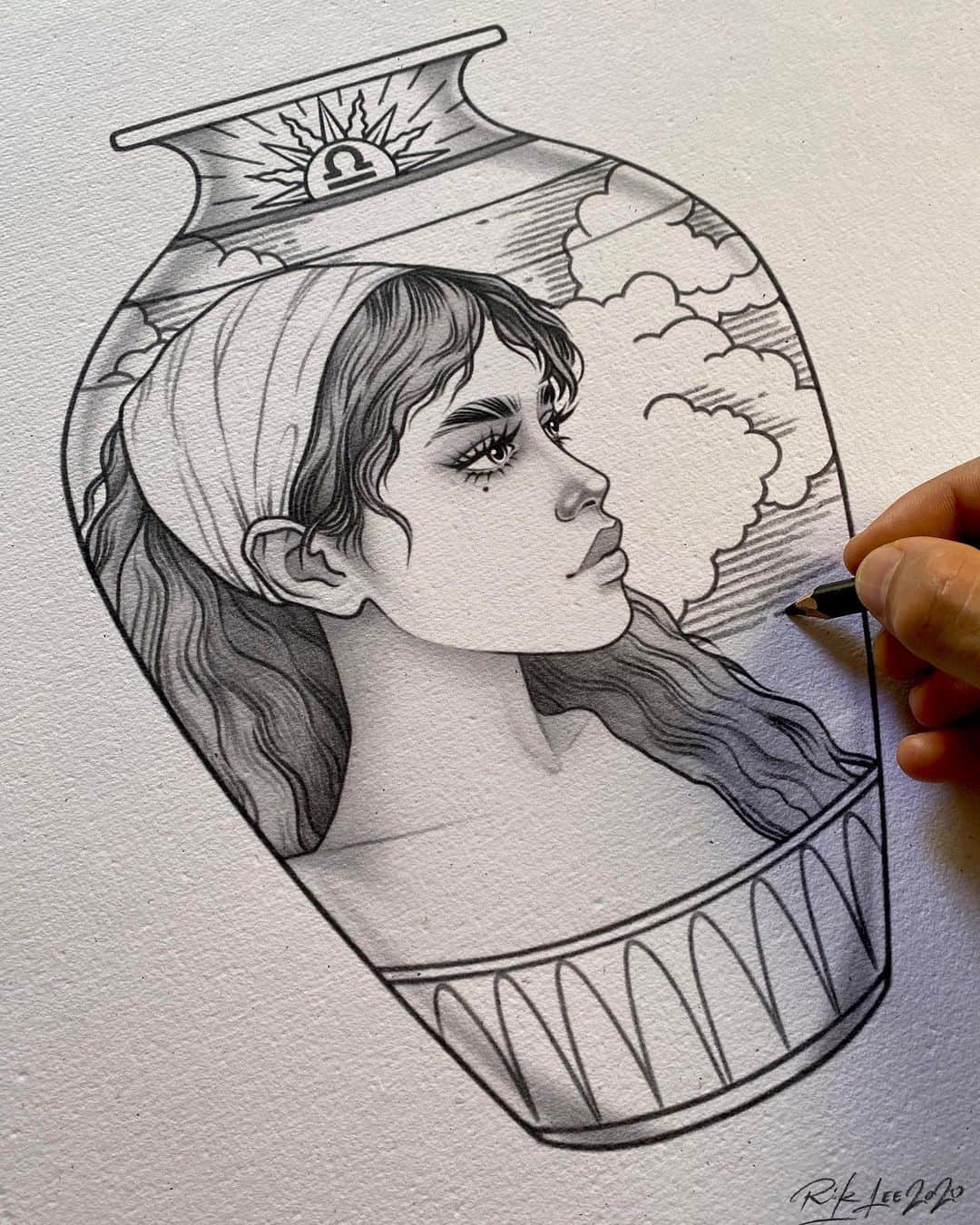 Rik Leeのインスタグラム：「Work in progress. . #riklee #illustration #zodiac #zodiacsigns #starsign #art #drawing #libra #vase」