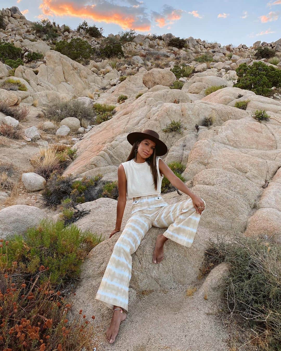 ジュリー・サリニャーナのインスタグラム：「desert sunsets & barefoot nights. 🌵」