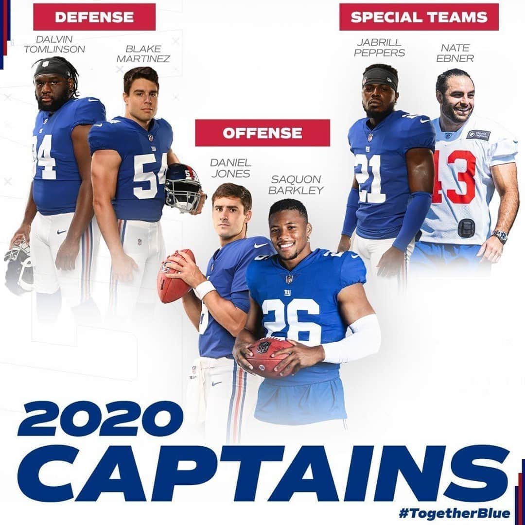 New York Giantsさんのインスタグラム写真 - (New York GiantsInstagram)「Say hello to our 2020 Captains #TogetherBlue」9月9日 1時19分 - nygiants