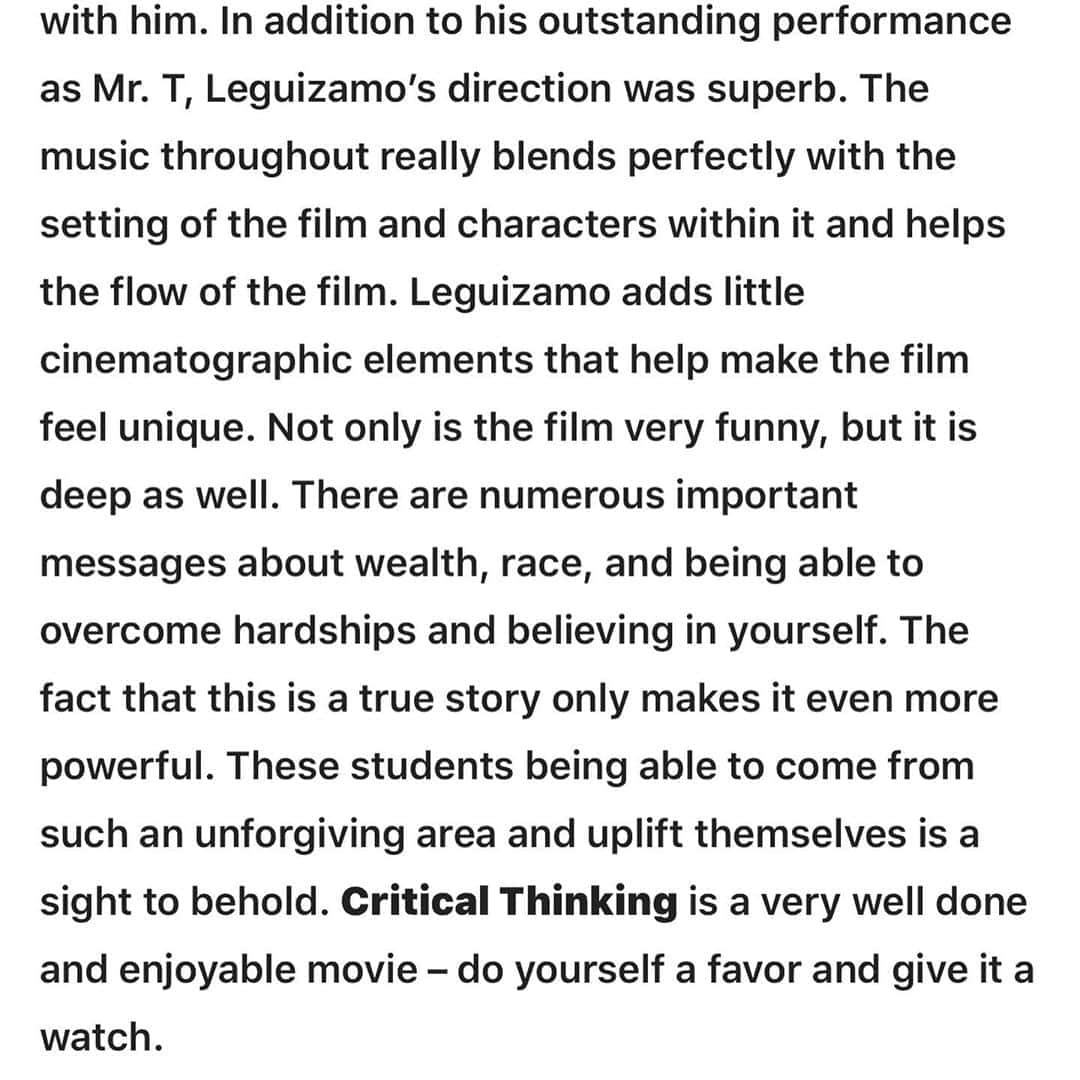 ジョン・レグイザモさんのインスタグラム写真 - (ジョン・レグイザモInstagram)「Another rave review!  What?! Yeah! #criticalthinking the little movie that could!」9月9日 1時33分 - johnleguizamo