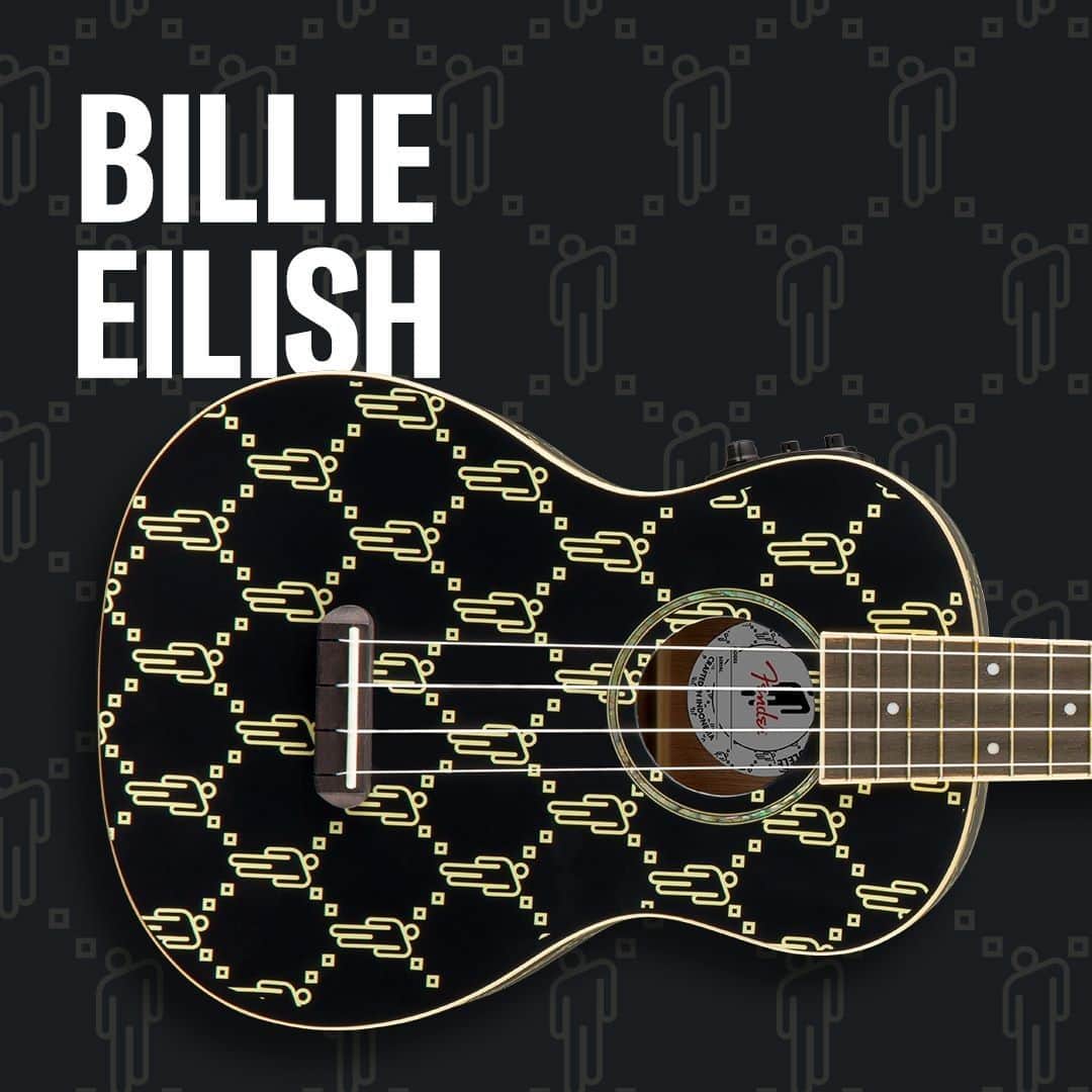 Fender Guitarさんのインスタグラム写真 - (Fender GuitarInstagram)「@billieeilish may be known for her genre-defying pop sound, but it all started for her on an acoustic instrument – the ukulele. Designed with Billie herself – and adorned with her signature “blohsh” symbol – the Billie Eilish Fender Signature Ukulele is the exact model she plays on stage. Hit the link in bio to see it in action and hear the first song Billie ever wrote.」9月9日 2時00分 - fender
