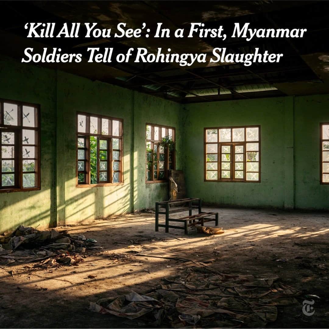 ニューヨーク・タイムズさんのインスタグラム写真 - (ニューヨーク・タイムズInstagram)「“Kill all you see, whether children or adults,” a commanding officer said.   For the first time, 2 Myanmar soldiers have confessed to taking part in the slaughtering the Rohingya in 2017, supporting widespread accusations that the country’s military tried to eradicate the ethnic minority in a genocidal campaign.  In video testimonies, which were shared with international prosecutors, 2 members of the Tatmadaw, as Myanmar’s military is known, confessed to executions, mass burials and rape.  “We wiped out about 20 villages,” Private Zaw Naing Tun, one of the soldiers, said.  On Monday, the 2 men, who fled Myanmar last month, were transported to The Hague, where the International Criminal Court has opened a case examining whether Tatmadaw leaders committed large-scale crimes against the Rohingya. What distinguishes the soldiers’ testimony is that it comes from perpetrators, not victims.  The massacres of Rohingya that culminated in 2017 catalyzed one of the fastest flights of refugees anywhere in the world. Within weeks, three-quarters of a million stateless people were uprooted from their homes in Myanmar’s western Rakhine State, as security forces attacked their villages with rifles, machetes and flamethrowers.  Tap the link in our bio to read more about the significance of the soldiers’ admissions.  Photo of the remains of a Rohingya school in western Myanmar last year by @adamjdean.」9月9日 2時23分 - nytimes