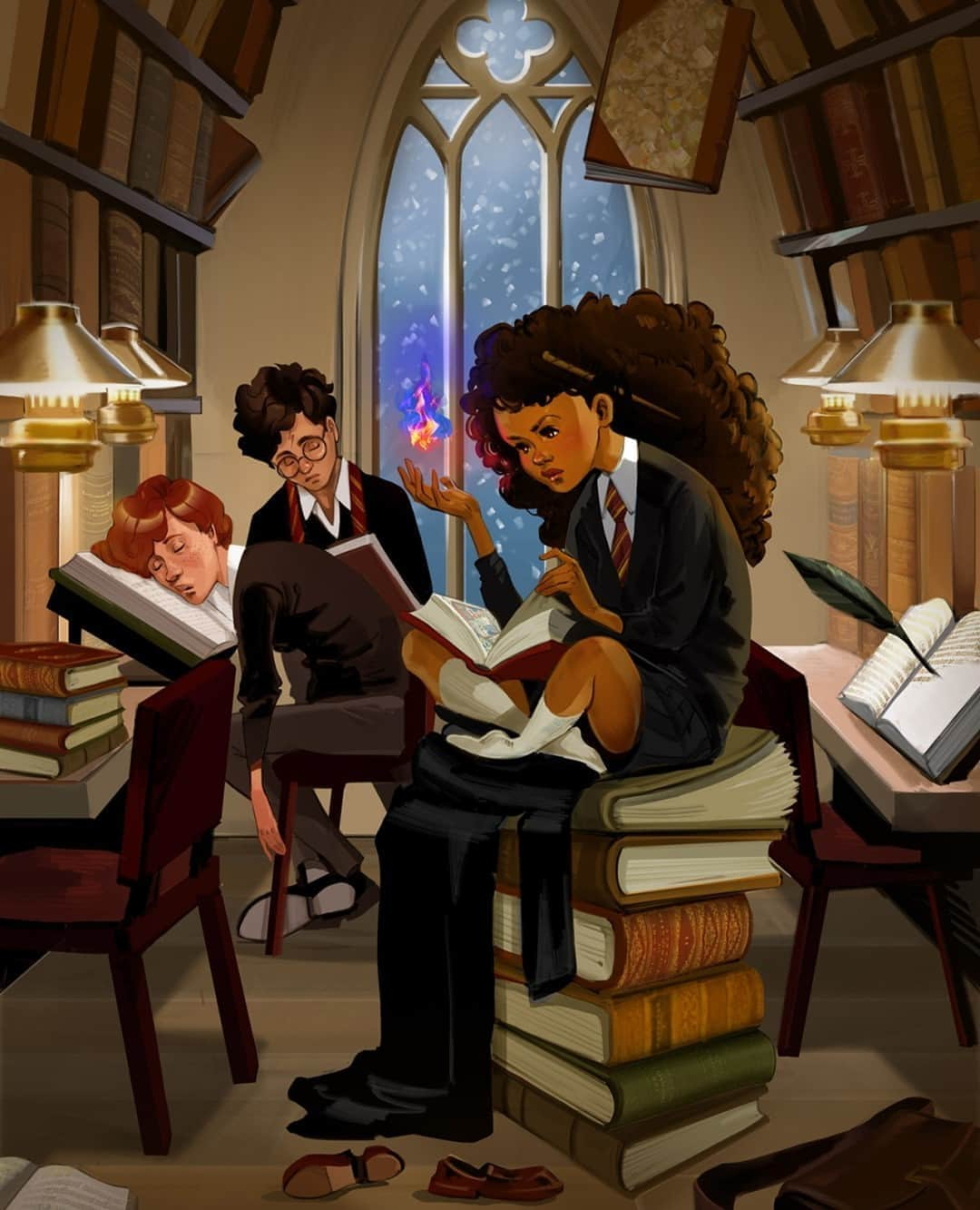 Tumblrさんのインスタグラム写真 - (TumblrInstagram)「Late night study sesh 🔥 — twiggymcbones.tumblr.com⁠ #TumblrStaffPicks: #twiggymcbones⁠ #HarryPotter #GoldenTrio #HermioneGranger #RonWeasley」9月9日 2時35分 - tumblr