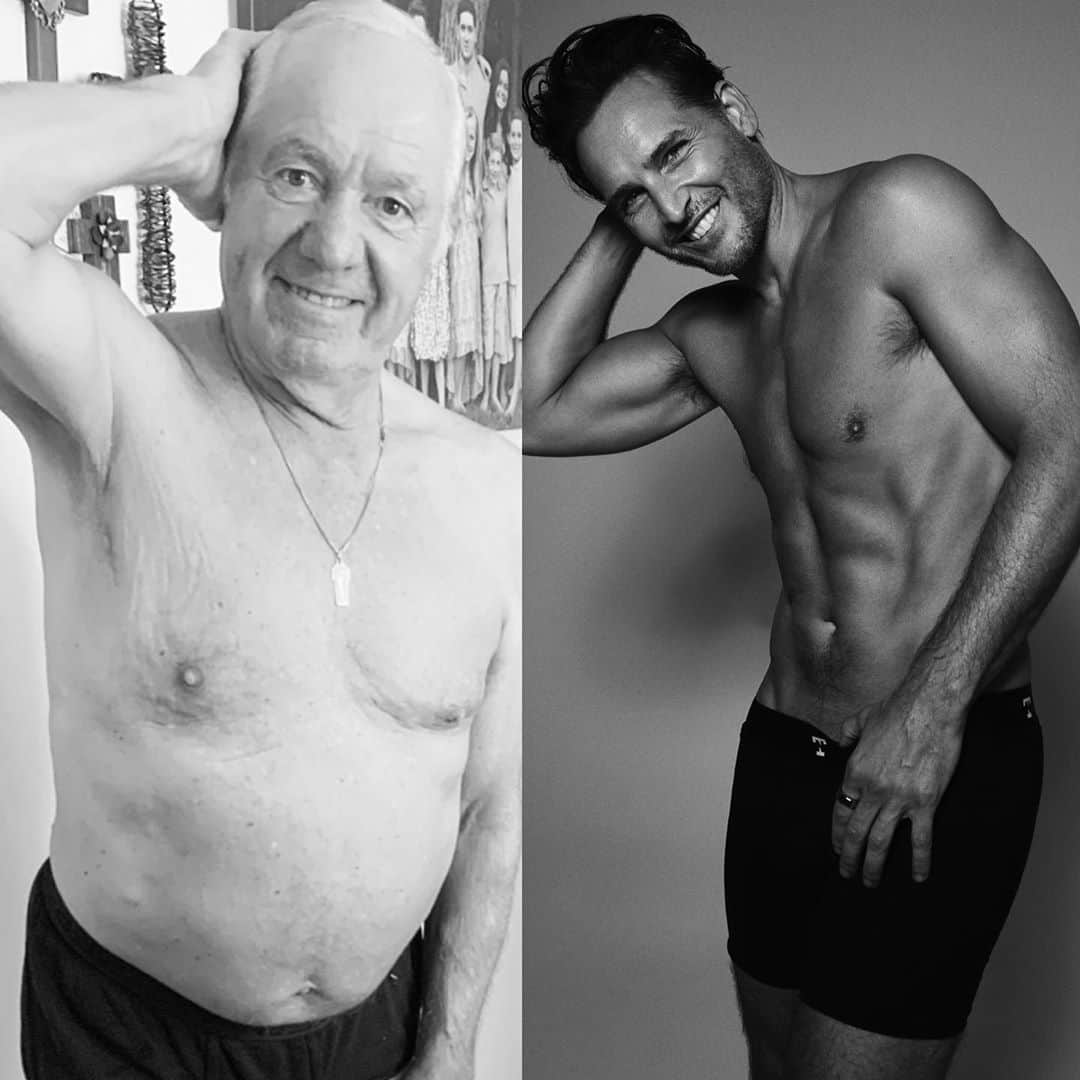 ピーター・ファシネリのインスタグラム：「This is why I love my dad... 😂 Being a Prostate Cancer Survivor himself, I asked my Dad to join the #nictailornopants Campaign and help spread awareness. His courage has always been inspirational, but his ability to find humor, even in the most difficult times, or seriousness of subjects, is a gift. Prostate Cancer is No joke, but the conversations about it don’t have to be so heavy. It’s treatable, when caught early. So get checked, and join me and my dad in Spreading awareness this month and supporting the @prostatecancerfoundation  Post ur pantless pic, or pic in shorts,  #nictailornopants , tag @prostatecancerfoundation and challenge 3 friends of your own.  Dad- thanks for mimicking me and making me laugh, your my hero.💪🏻❤️🌳🍎」