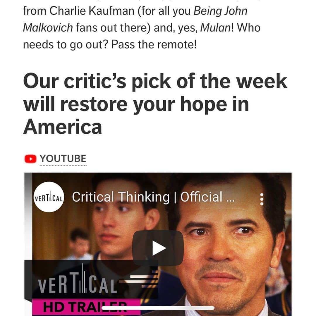 ジョン・レグイザモさんのインスタグラム写真 - (ジョン・レグイザモInstagram)「@aarp critic’s pick! That’s what I am talking about!  #criticalthinking movie! : Critic’s Pick and 5 out of 5 stars review, “The Best Movies to Watch at Home This Week” by Tim Appelo」9月9日 4時18分 - johnleguizamo