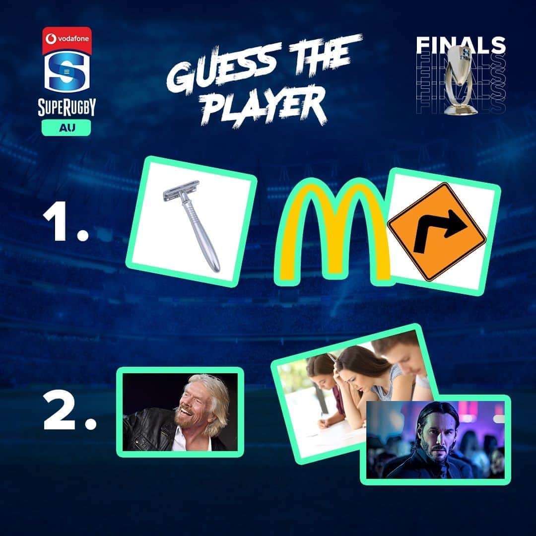 のインスタグラム：「🤔 It's a qualifying final special! Can you guess these two from #REDvREB? Guesses in the comments 👇 #SuperRugbyAU⠀ ⠀ 🎫 http://bit.ly/SRQualFinal⠀ 🗓 Sat 12th Sep, 7:15pm AEST⠀⠀ 🏟 @SuncorpStadium⠀ 📺 @Foxtel & @KayoSports」