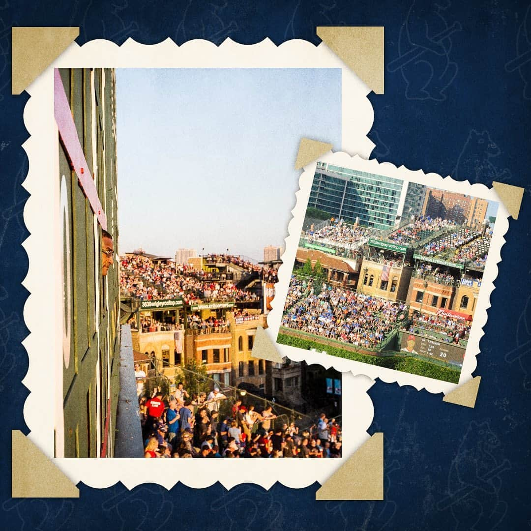 シカゴ・カブスさんのインスタグラム写真 - (シカゴ・カブスInstagram)「#CubsCollection: Rooftops. Waveland and Sheffield Avenues are home to some of the most unique seats in baseball. First time visitors to Wrigley Field often point at the stadium seats affixed to the rooftops across from the ballpark with amusement and awe. These buildings predate the ballpark for the most part, serving simply as apartment buildings for most of their existence. Tenants would often head to their rooftops to watch Cubs games. Eventually the rooftop seating became an extension of the historic ballpark, with each building selling tickets to enjoy Cubs baseball from its unique vantage point. Some fans have even grown an affinity to buildings on Waveland and Sheffield the way some pick left or right field in the bleachers. The rooftops are an authentic Wrigleyville experience that cannot be replicated anywhere else. Even opposing players have tried to get in on the fun. In 1993, Reds pitcher Tom Browning was not scheduled to start. During the game he was caught by a television camera on one of the rooftops enjoying the game. The rooftops are currently one of very few ways baseball fans have been able to safely catch a game in-person during this unprecedented 60-game season. Have you ever watched a Cubs game from one of the rooftops around Wrigley Field?」9月9日 7時17分 - cubs