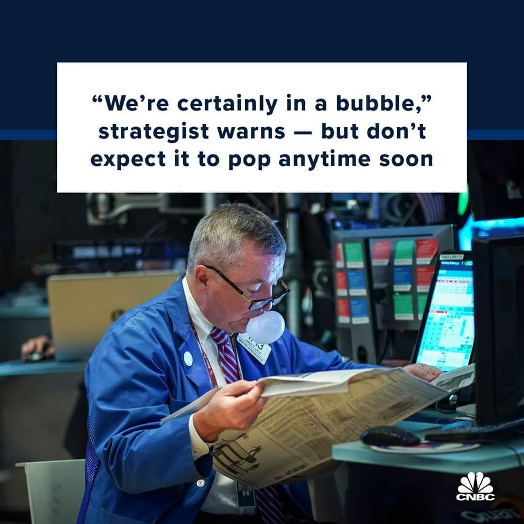 CNBCさんのインスタグラム写真 - (CNBCInstagram)「Tech stocks are unequivocally in “bubble” territory, a chief investment officer said Monday, but that’s not to say the recent “tech wreck” is going to continue in the short term.⁠ ⁠ The S&P 500 tech sector fell more than 4% last week, intensifying speculation that the stock market shakeout was likely not over yet. The space had largely been responsible for the broader market’s strong comeback off its coronavirus lows.⁠ ⁠ “I would be saying to people that this is a bubble-type territory, but it doesn’t mean that it is going to deflate now. What we have seen in the last week or so is only an unwinding of the rise of the previous two weeks,” Jonathan Bell, chief investment officer at Stanhope Capital, told CNBC.⁠ ⁠ Do you agree? Details at the link in bio.⁠」9月9日 11時01分 - cnbc