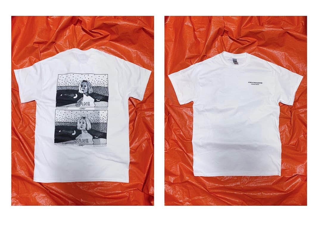 UCARY & THE VALENTINEのインスタグラム：「［SANE］Tシャツ再販するので、絶対欲しい人は受注生産予約購入できます。予約締め切りは9/14までです。プロフィールのオンラインショップにて予約購入できます。届くのは少し遠い10月になっちゃいそうなので、ロンTもつくります！良ければ、、是非買ってください！  ちなみにロングスリーブはアルスタイルで作ります。身長161㎝の私はSサイズがちょうど良いです❗️」
