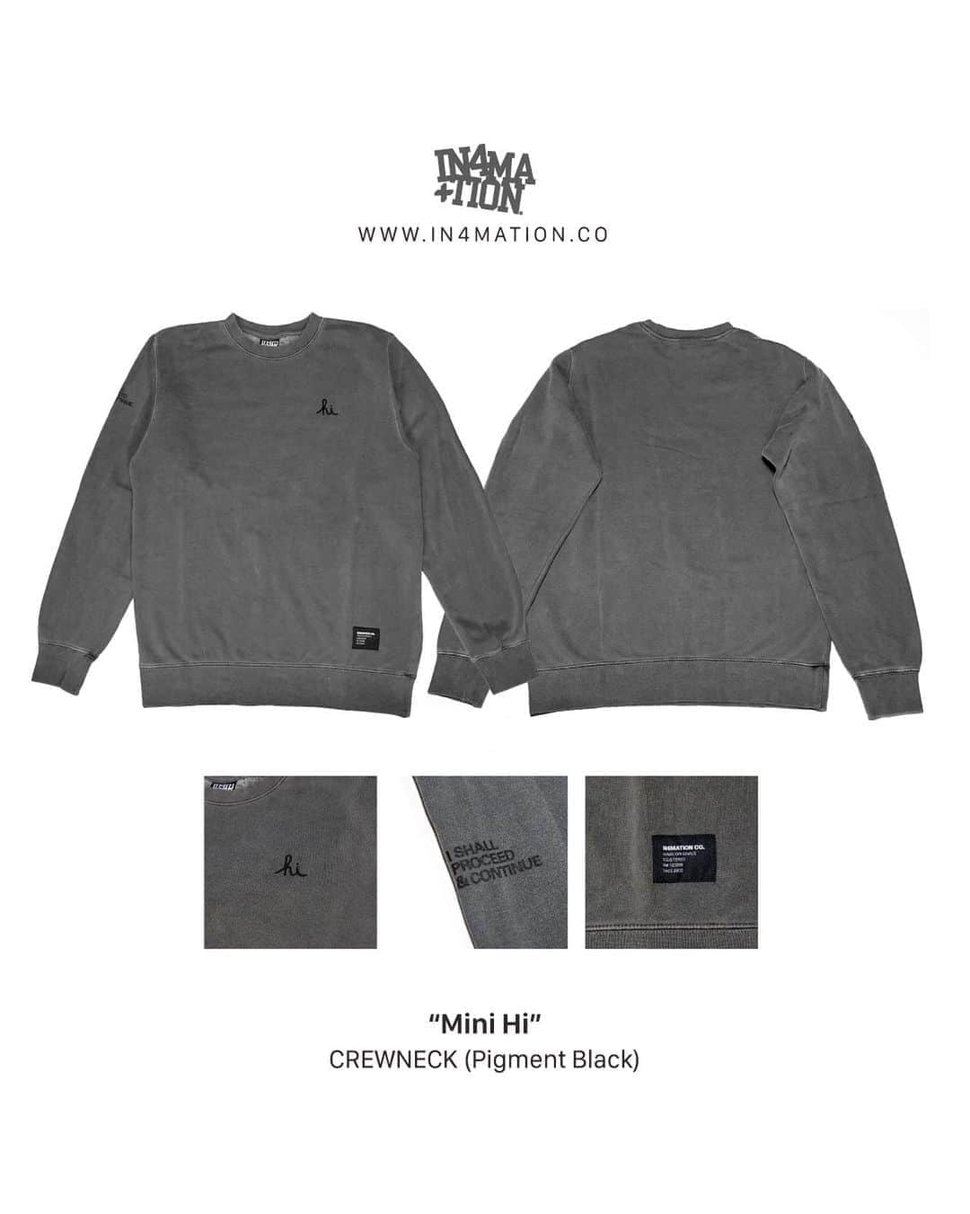 のインスタグラム：「#hawaiioriginals MIni Hi Crewneck in Pigment black dropping tomorrow at in4mation.co   All orders placed in Hawaii ship for Free」