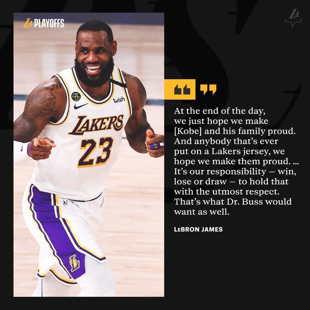 Los Angeles Lakersさんのインスタグラム写真 - (Los Angeles LakersInstagram)「“At the end of the day, we just hope we make [Kobe] and his family proud.” - @kingjames」9月9日 13時46分 - lakers