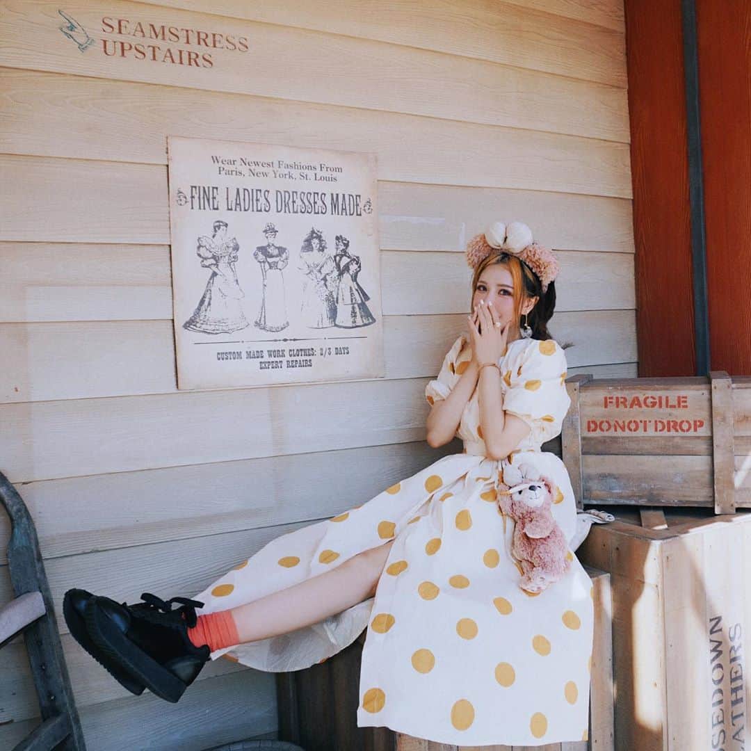 くまくまくまさんのインスタグラム写真 くまくまくまinstagram 昨日歩以上歩いた 足が死んだ コロナ以来 今年一番歩いたかも 運動不足すぎるわん ドット ワンピース Beep Ss ディズニーコーデ