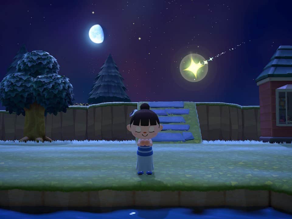 睦のインスタグラム：「星に願いを⭐️  by あつ森  #nintendoswitch  #nintendo  #夜空　 #friends  #friend  #あつまれどうぶつの森  #あつ森  #shootingstar  #pray  #ゲーム  #game  #憧れ  #夏  #任天堂  #任天堂スイッチ  #summer  #prayer  #流星群　 #流れ星  #atsumeanimalforest  #ステイホーム  #酷暑　 #stayhome  #作詞家  #artist  #lyricist  #model  #モデル　 #井上睦都実 #睦」