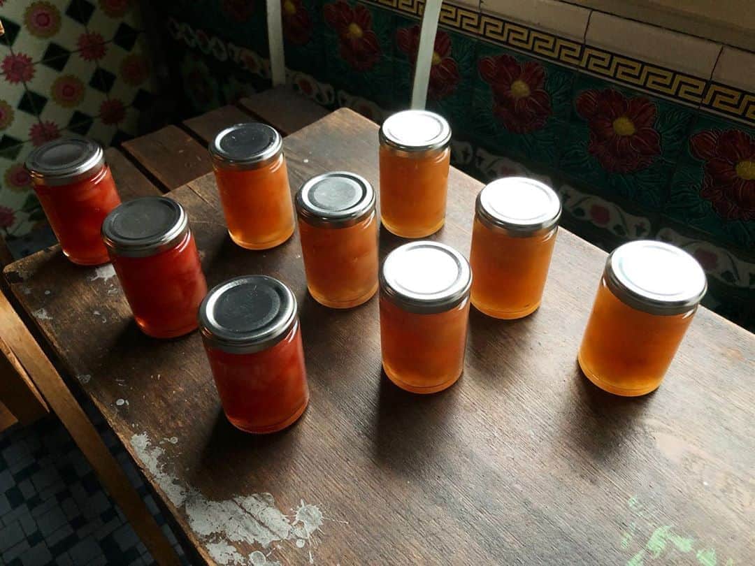 CHIPPRUSONのインスタグラム：「PEACH JAM.   桃のジャムいろいろ。ただいまパン生地仕込み中ですっ。」