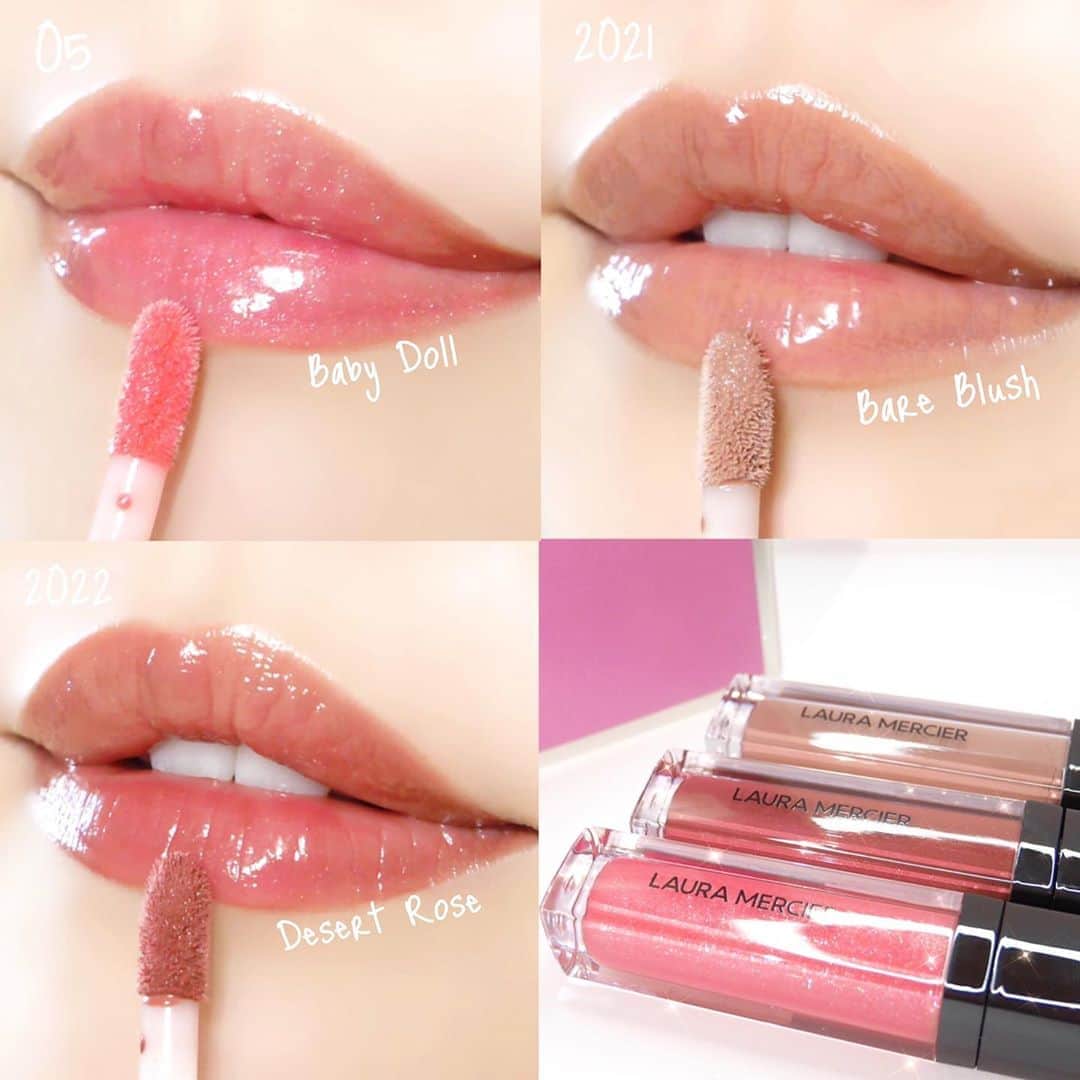 海老原りさのインスタグラム：「💋💄𝙻𝙰𝚄𝚁𝙰 𝙼𝙴𝚁𝙲𝙸𝙴𝚁💄💋﻿ ﻿ ﻿ ﻿ ＼ 2020年9月5日 発売🌹 ／﻿ ﻿ アットコスメ限定発売のリップ3本セット。﻿ ﻿ 実は#ボンジュールトーキョーフェイスアンドチークパレット をチェックしていた時に﻿ こちらもチェックしていました✍🏻😏﻿ ﻿ ✔︎#リップグラッセ﻿ ￥6,800(税抜)﻿ ﻿ 05 Baby Doll﻿ 2021 Bare Blush﻿ 2022 Desert Rose﻿ ﻿ 人気の既存色05 Baby Dollは﻿ 淡い青みピンクにシルバーパール。﻿ 使ってみて気付いたんですが﻿ シルバーパールって目立つんですよね〜🤭﻿ 他色パールより綺麗にみえるかも✨﻿ ﻿ 2021 Bare Blushは﻿ 大人っぽいヌーディーカラー。﻿ ナチュラル発色だから使いやすいし﻿ ブラウンのアイシャドウに合わせたい✨﻿ ﻿ 2022 Desert Roseは﻿ 3色の中では一番しっかり発色してくれて﻿ ブラウンレッドが今っぽい！﻿ この秋大活躍しそうな予感…🤤✨﻿ ﻿ ﻿ ローラメルシエのこちらリップグラッセは﻿ 今回の限定色を合わせると全22色あるのかな？﻿ 正直、公式サイトだと色味が分かりづらくて﻿ 実際に店舗に行って見てみないとだから﻿ なかなか買う機会がないんですよね〜🥺﻿ ﻿ みんなのおすすめカラーはありますか？💕﻿ ﻿ ﻿ ﻿ @lauramercier ﻿ #LAURAMERCIER#デパコス#ローラメルシエ#ローラメルシエ#リップスティック#lip#motd#화장품#化妆品#로라메르시에」