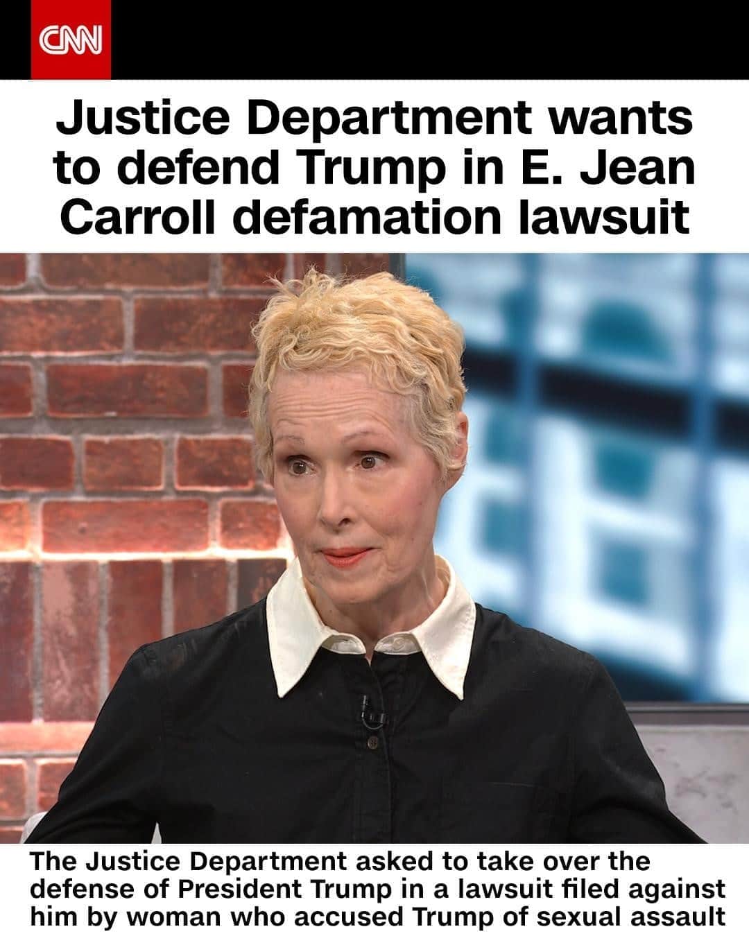 CNNさんのインスタグラム写真 - (CNNInstagram)「In an extraordinary move on Tuesday, the US Justice Department asked to take over the defense of President Trump in a defamation lawsuit filed against him by E. Jean Carroll, a woman who has accused Trump of sexual assault. While the alleged sexual assault occurred long before Trump became President, the Justice Department argued that it must take over because Trump's comments spurring the defamation lawsuit came while he was in office. The move — defending Trump at taxpayer expense — comes amid ongoing criticism that the Justice Department has acted in the President's personal interests. Tap the link in our bio to learn more. ⁠ ⁠ (📸: CNN)⁠」9月9日 23時01分 - cnn