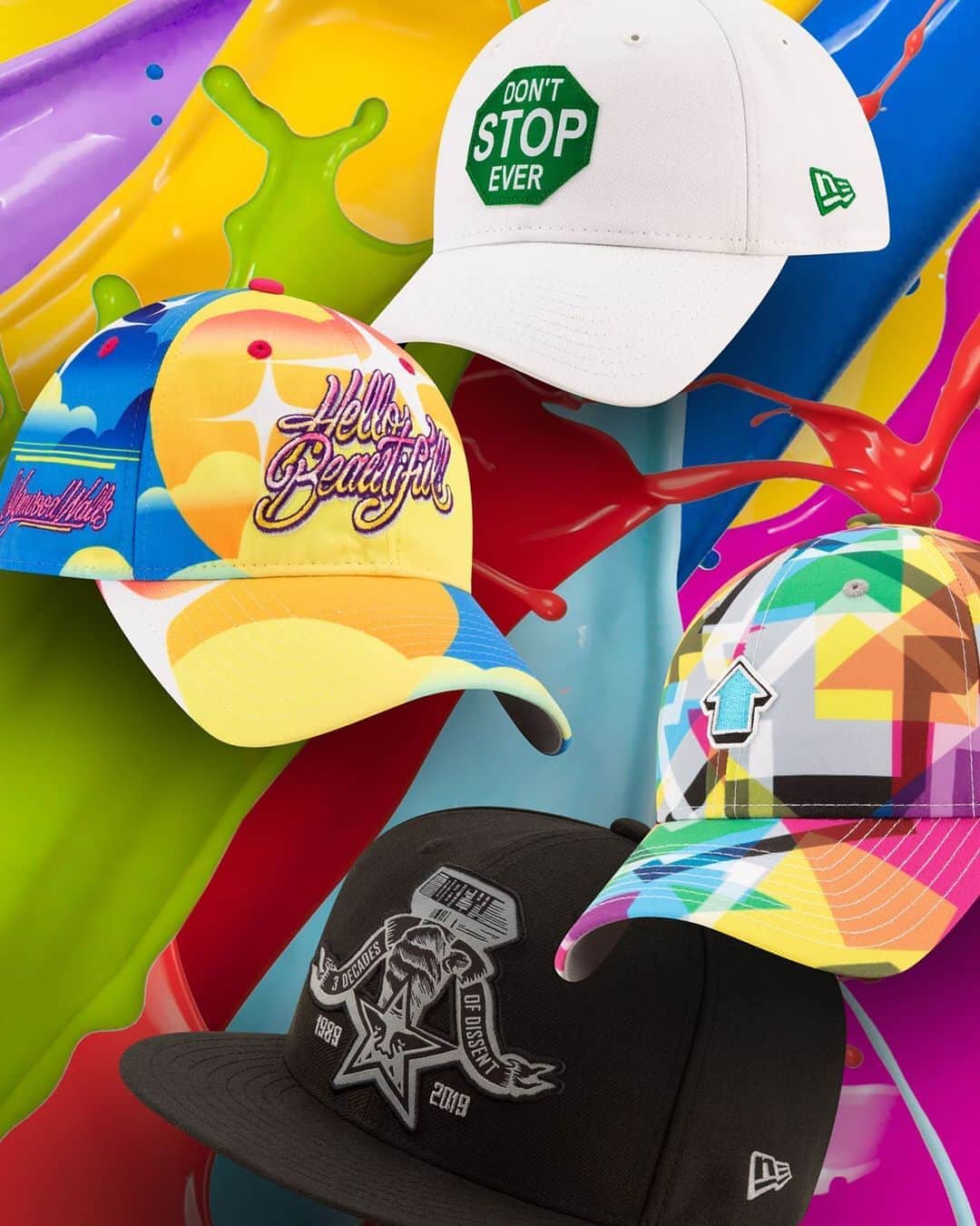 ニューエラ・キャップのインスタグラム：「We’ve come together with 4 of the worlds most talented artists to celebrate the 10 year Anniversary of @wynwoodwallsofficial. Shop the extraordinary New Era x Wynwood Walls collection now at neweracap.com  Designs by artists:  Shepard Fairey - @obeygiant  Queen Andrea - @queenandreaone  Tavar Zawacki - @tavarzawacki  Peter Tunney - @petertunney」