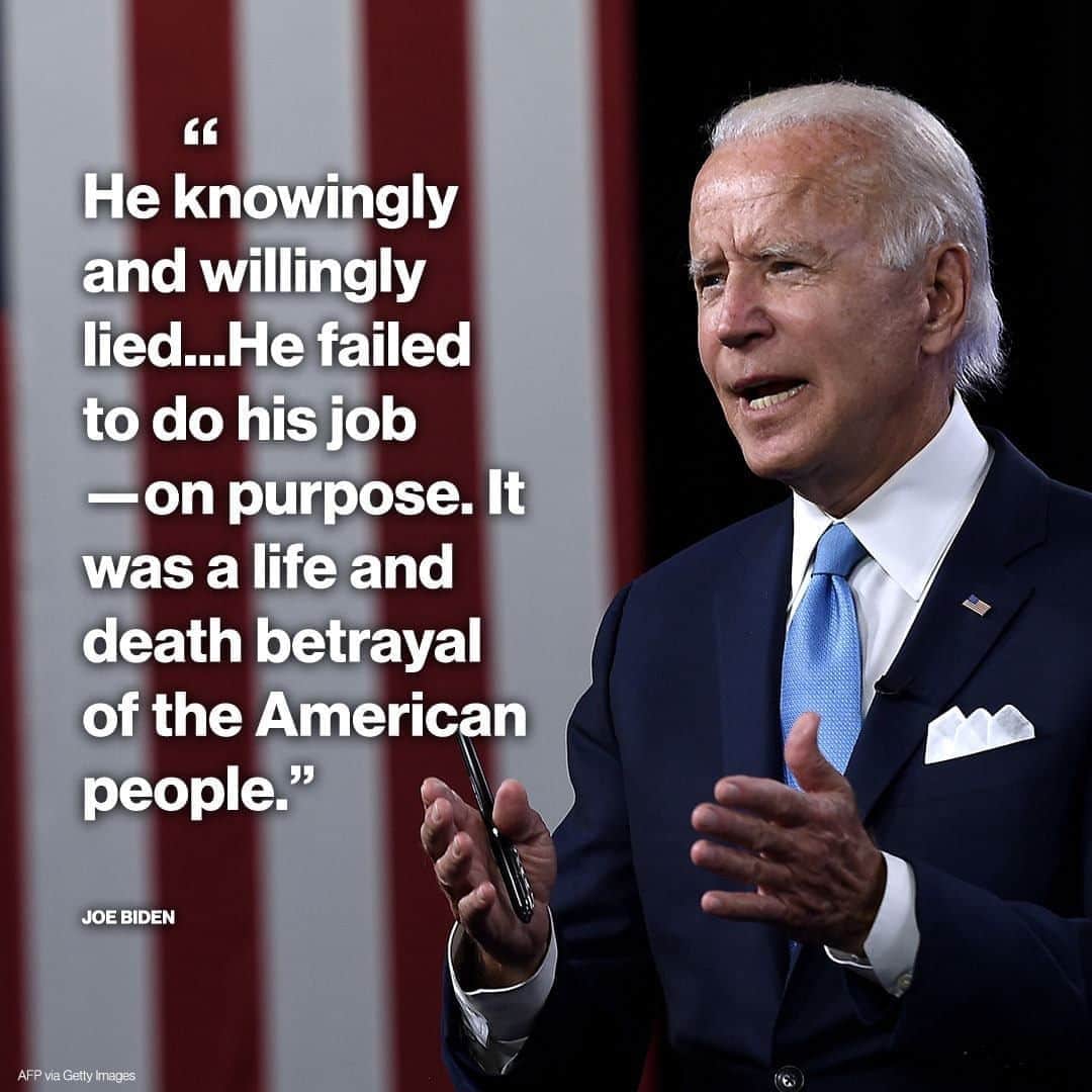 ABC Newsさんのインスタグラム写真 - (ABC NewsInstagram)「NEW: Joe Biden on reports Pres. Trump admitted he deliberately played down coronavirus threat in interview with Bob Woodward: "He knowingly and willingly lied...He failed to do his job—on purpose. It was a life and death betrayal of the American people." #joebiden #donaldtrump #bobwoodward #rage #covid19」9月10日 3時08分 - abcnews