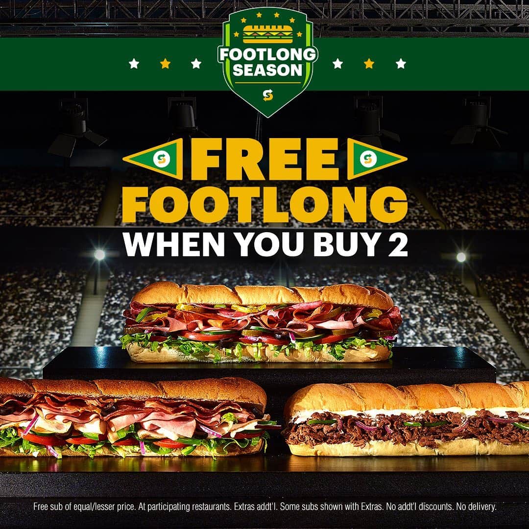 Official Subwayさんのインスタグラム写真 - (Official SubwayInstagram)「Wings are for the birds. Get a FREE Footlong when you buy 2. It's Footlong Season™, people!」9月10日 3時54分 - subway