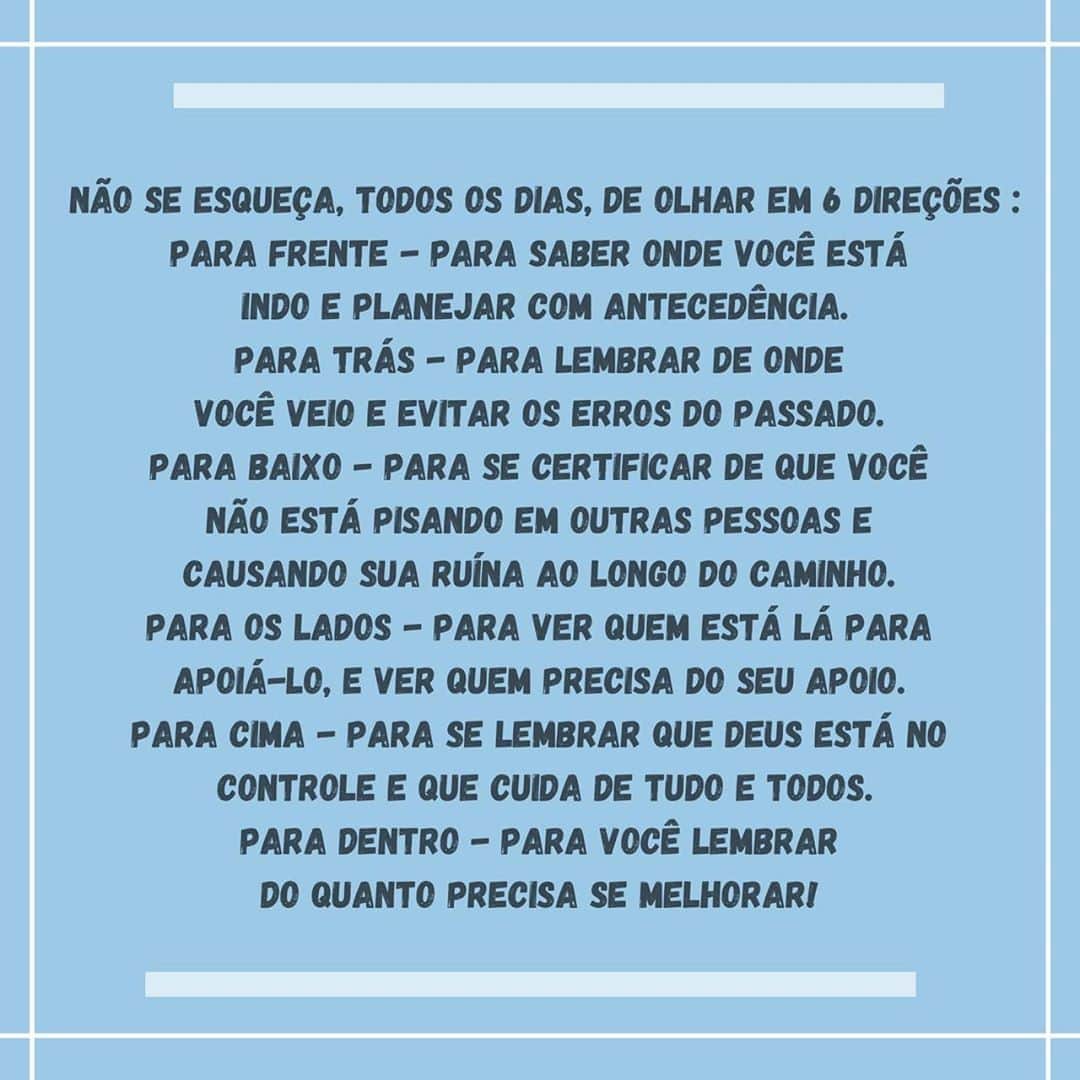 Mariana Riosのインスタグラム：「Nossa lição de casa de todos os dias! 💙🙏🏼  Desejo que possamos, cada vez mais, olhar para dentro de nós! Aprendendo assim que cada dia é único. Buscando melhorar nossas atitudes e pensamentos com o passar do tempo! 💙 Texto postado: autor desconhecido」