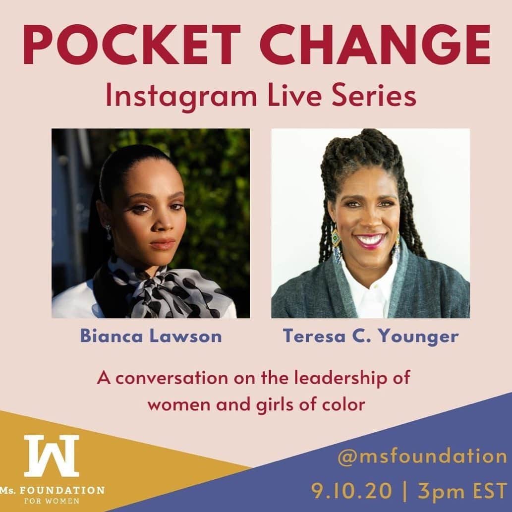 ビアンカ・ローソンのインスタグラム：「#Repost @msfoundation “We are excited to welcome acclaimed actress and activist @biancajasminelawson to tomorrow’s episode of our #PocketChange #IGLive series! Be sure to tune in to her conversation with @msteresayounger on the importance of women of color leadership.”💪🏾💪🏾」