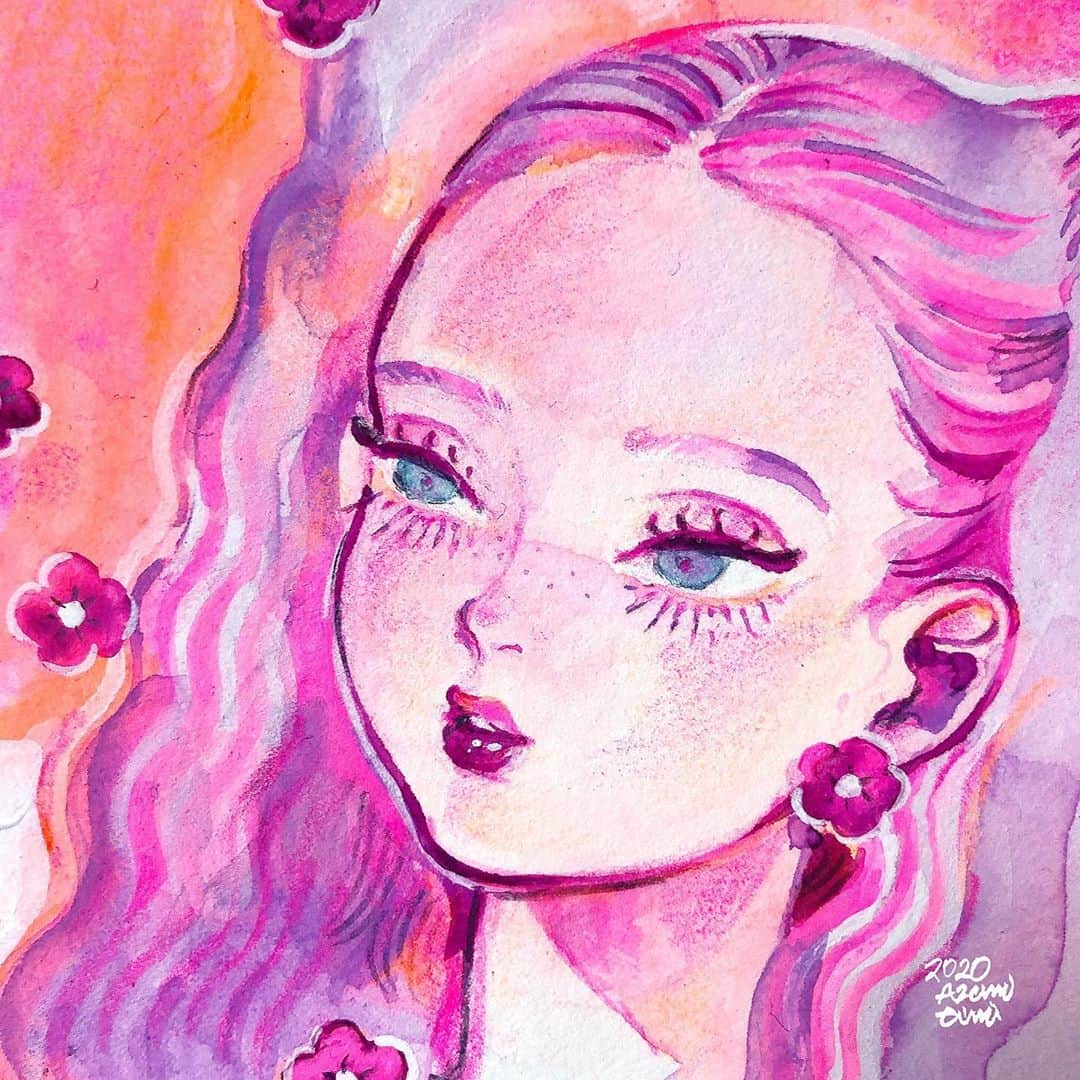 eimiのインスタグラム：「💐　 #eimicroquis #eimi #AzamiEimi #illustration #drawing #イラストレーション #girlsillustration #pink #artwork #pencildrawing」