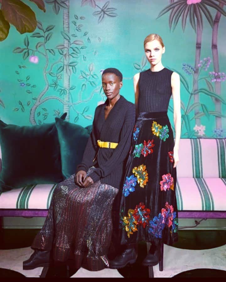 のインスタグラム：「The mimi Liberté fall winter collection mixing prints, colors and fabrics available throughout most of our luxury designers stores partners #mimiliberté #michelklein #fallwinter #exotism #embroidery #luxurylifestyle」