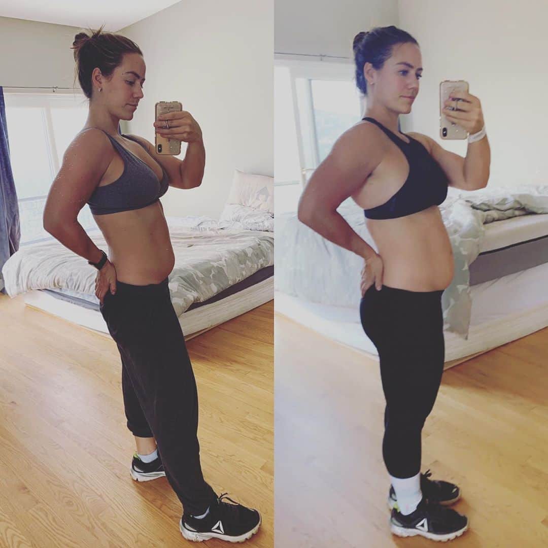 Camille Leblanc-Bazinetさんのインスタグラム写真 - (Camille Leblanc-BazinetInstagram)「8 weeks  vs 6 weeks postpartum   After / before lol   “  I haven’t weight myself in 2 weeks and I don’t think I will for an other who knows how long haha!  The numbers tend to get to me and it can make me lose focus on what is truly important!  I am weighing and measuring my food because it is important to know that I am fueling my body with the right amount of macronutrients to maximize recovery, health and milk production.  I am following @feroce_fitness_ program 4 times a week and I am loving how I can just jump right into those workout without much warm-up and I always get exactly the sweat I am looking for even on those days that I am dragging my feet   I am mostly tracking how I feel and keeping an eye on my need but not getting emotional (good or bad ) from a number on a stupid scale.  I am excited with my progress both physically and mentally!  What would you guys like to know about my nutrition,training,recovery etc.?」9月11日 3時38分 - camillelbaz