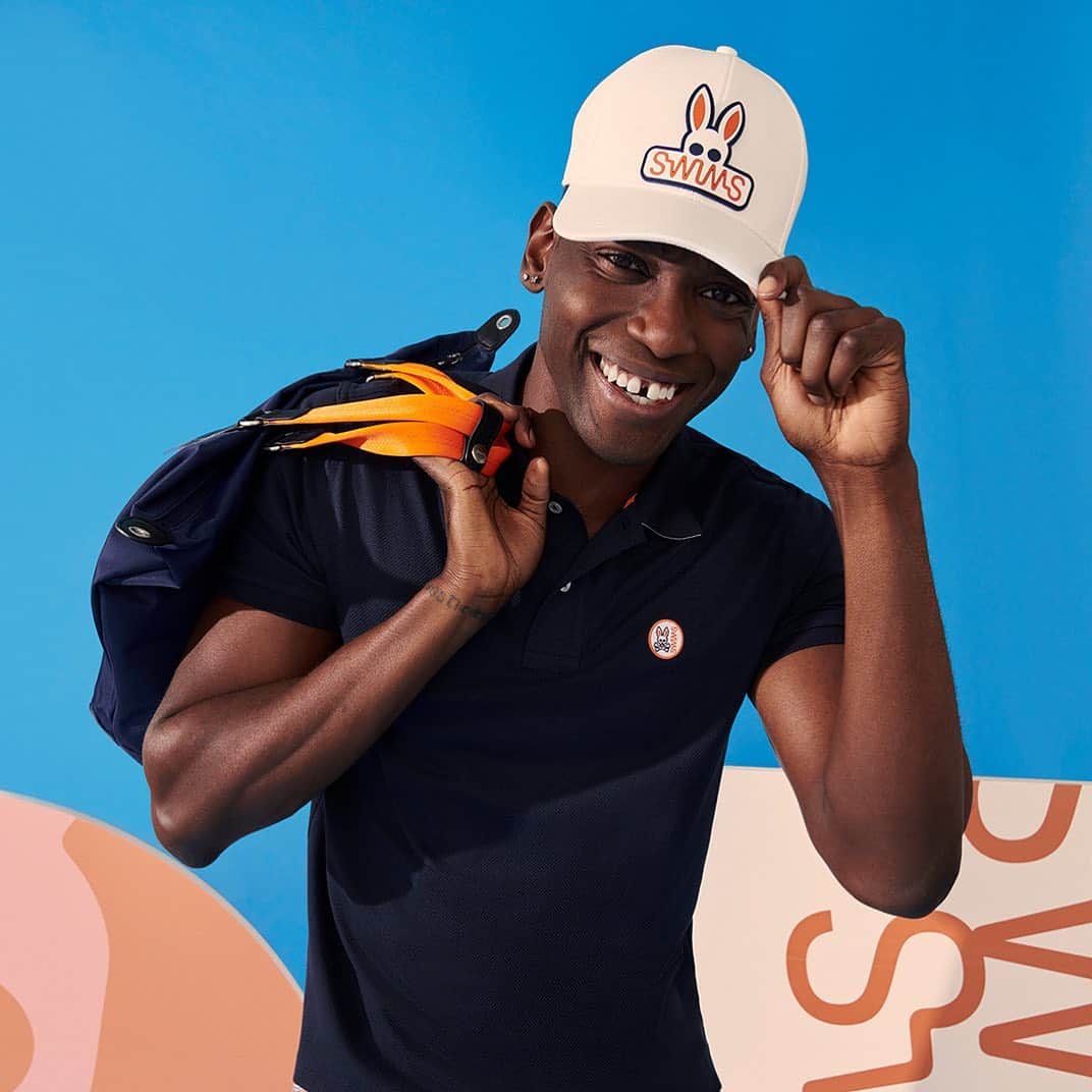 スイムズのインスタグラム：「The @psychobunny x @swimsofficial APPAREL collection is here. New limited-edition polos, t-shirts + more from two fashion leaders, effortlessly merging their visions of street mixed with beach. #psychobunnyXSwims #makeyourmark #collaboration」