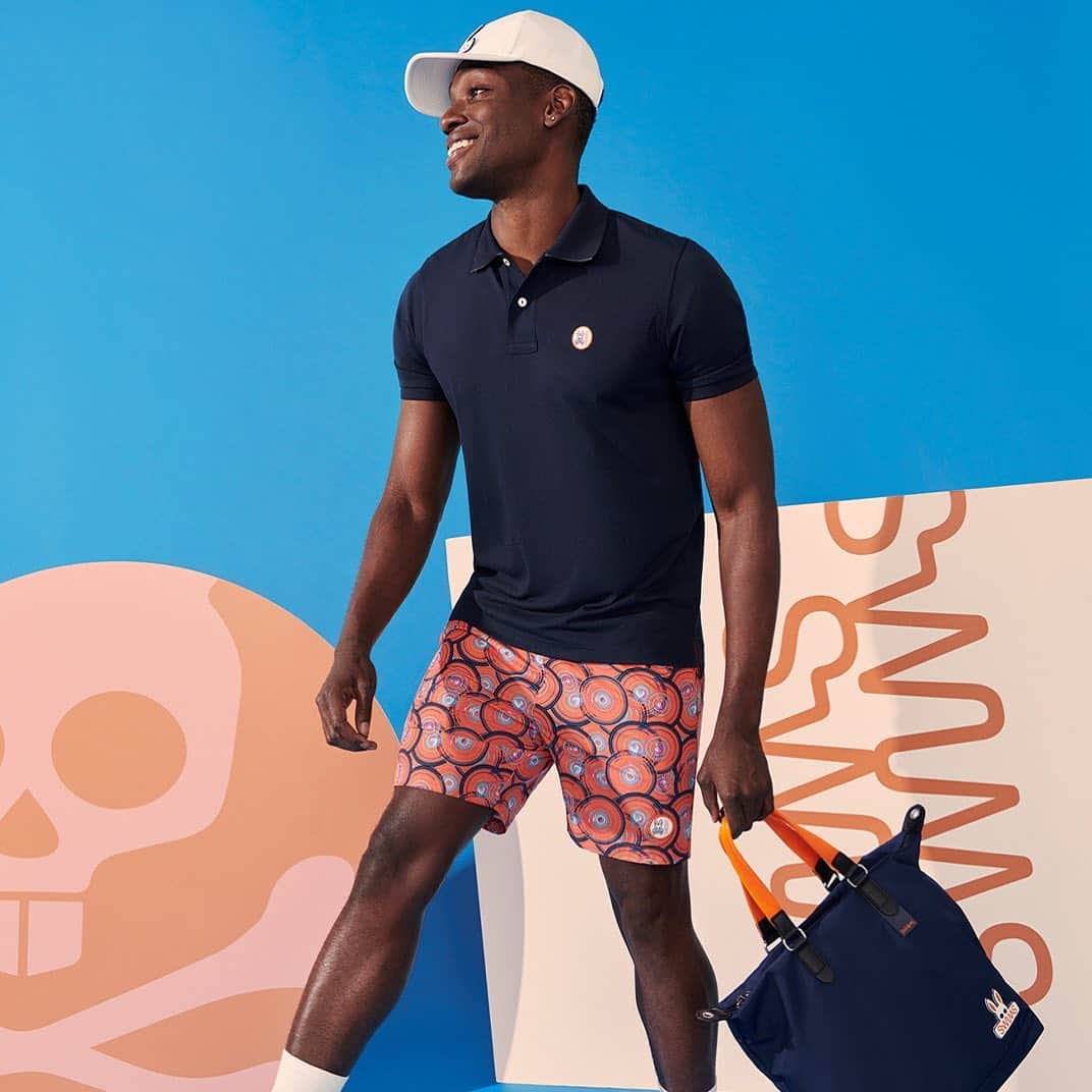 スイムズのインスタグラム：「The @psychobunny x @swimsofficial APPAREL collection is here. New limited-edition polos, t-shirts + more from two fashion leaders, effortlessly merging their visions of street mixed with beach. #psychobunnyXSwims #makeyourmark #collaboration」