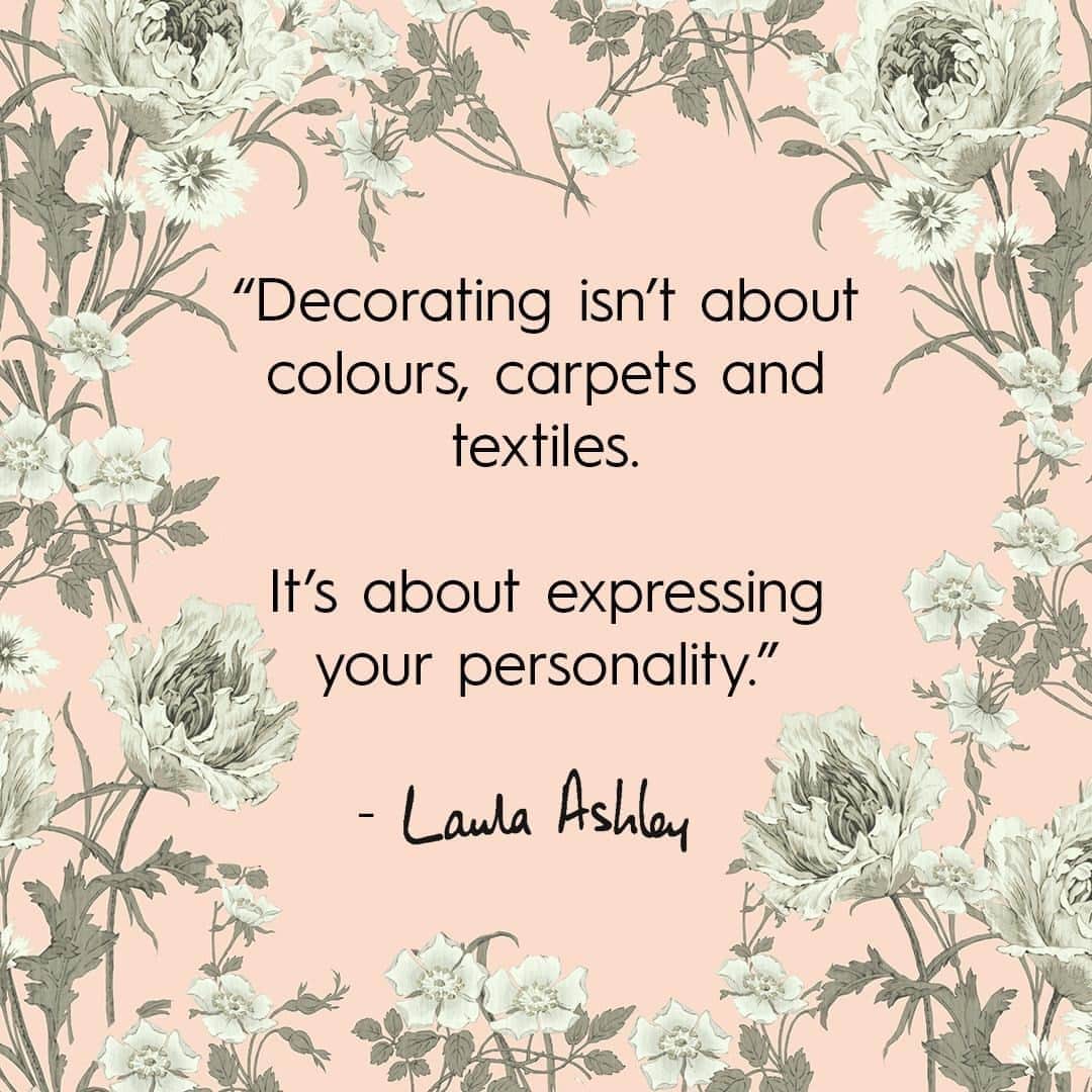 のインスタグラム：「“Decorating isn’t about colours, carpets and textiles. ⁣ ⁣ It’s about expressing your personality”⁣ ⁣ - Laura Ashley⁣ ⁣ What design rules do you live by?⁣ ⁣ #LauraAshleyLiving」