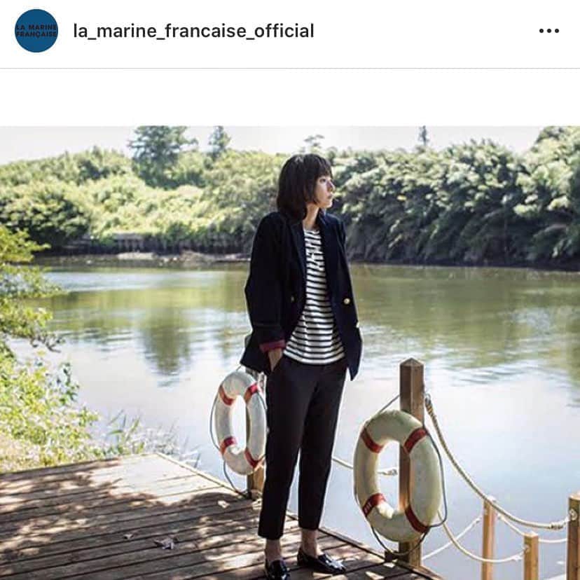 風間ゆみえのインスタグラム：「ハンサムに始まる秋  @la_marine_francaise_official   ストレッチコーデュロイジャケット&マリンパンツにマリンボーダーのスタイリングが、今シーズンのキービジュアル❤️」