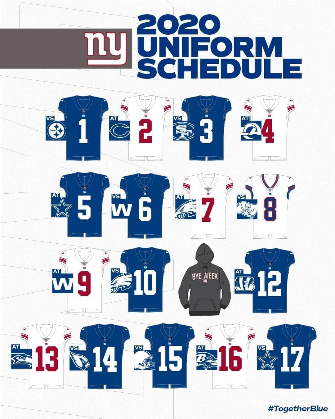 New York Giantsさんのインスタグラム写真 - (New York GiantsInstagram)「Our Gameday fit schedule❗️⁣ ⁣ #TogetherBlue」9月10日 23時46分 - nygiants