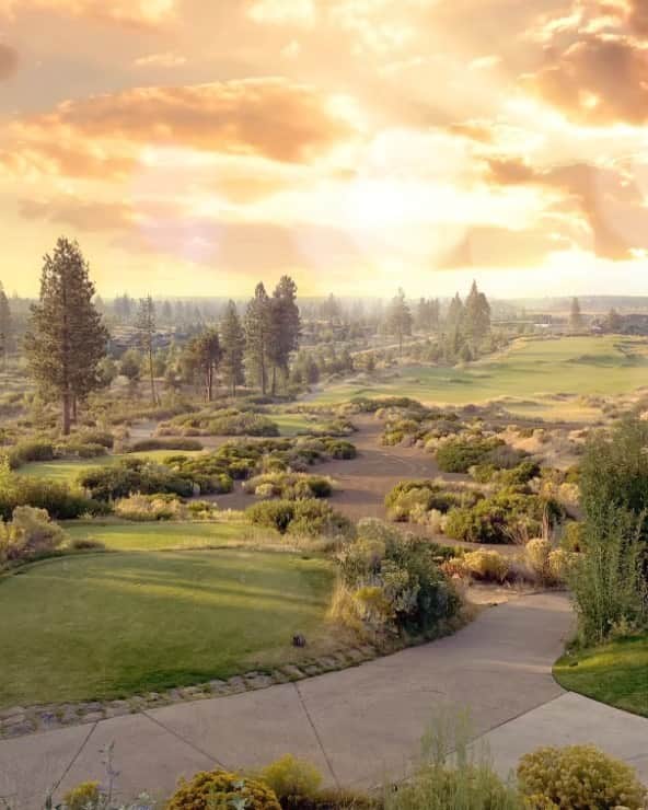 ハンナ・シモンのインスタグラム：「True overwhelming beauty. I went to Bend, Oregon for the first time and found this slice of heaven called @tetherowresort. A 700 acre resort that has sustainability at its heart. Tetherow is an Audubon International Certified Signature Sanctuary and was the first golf course in Oregon to achieve the certification. They are completely committed to conservation and the environment. The people were so kind, the food was incredible and the views endless.. (more pictures of this stunning place in my stories... including my gorgeous cottage that felt like home.) 🌲」