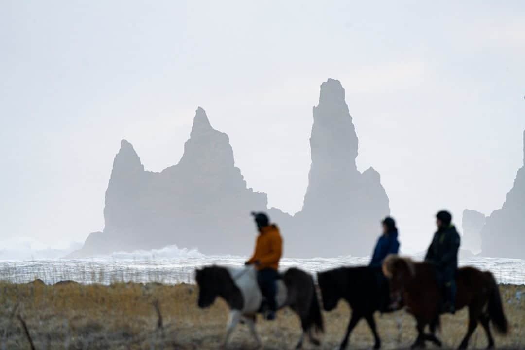 National Geographic Travelさんのインスタグラム写真 - (National Geographic TravelInstagram)「Photo by Matt Borowick @mborowick  Horseback riders cross the frame in front of the Reynisdrangar. The legend behind these incredible pillars is about trolls who got caught in the early morning sunlight and froze to solid rock. Be sure to check them out if you are traveling around the southern coast of Iceland. Follow @mborowick for more pictures like this. #horses #wild #adventure #iceland #mountains」8月18日 21時07分 - natgeotravel