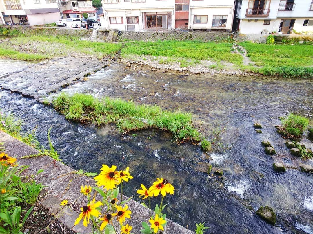 みながわゆみさんのインスタグラム写真 - (みながわゆみInstagram)「#山形県 #最上町 #赤倉温泉 #散歩 #散策 #小国川 #自然がいっぱい #癒やされる #温泉お泊まり #温泉街 #温泉街散策 #さんのじょう #湯守の宿三之亟 #夕日 #夕日を浴びて」8月18日 18時02分 - nama.09.19