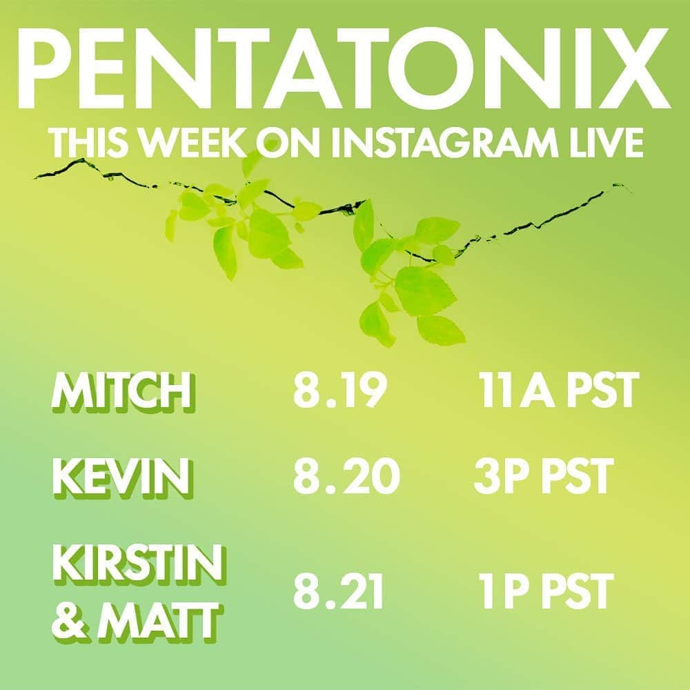 ペンタトニックスさんのインスタグラム写真 - (ペンタトニックスInstagram)「Thanks for joining @ScottHoying's Q&A earlier today! We're continuing the fun ALL WEEK LONG! Here's what's coming up... 🥳 Can't wait!! #PTXHappyNow」8月19日 6時56分 - ptxofficial