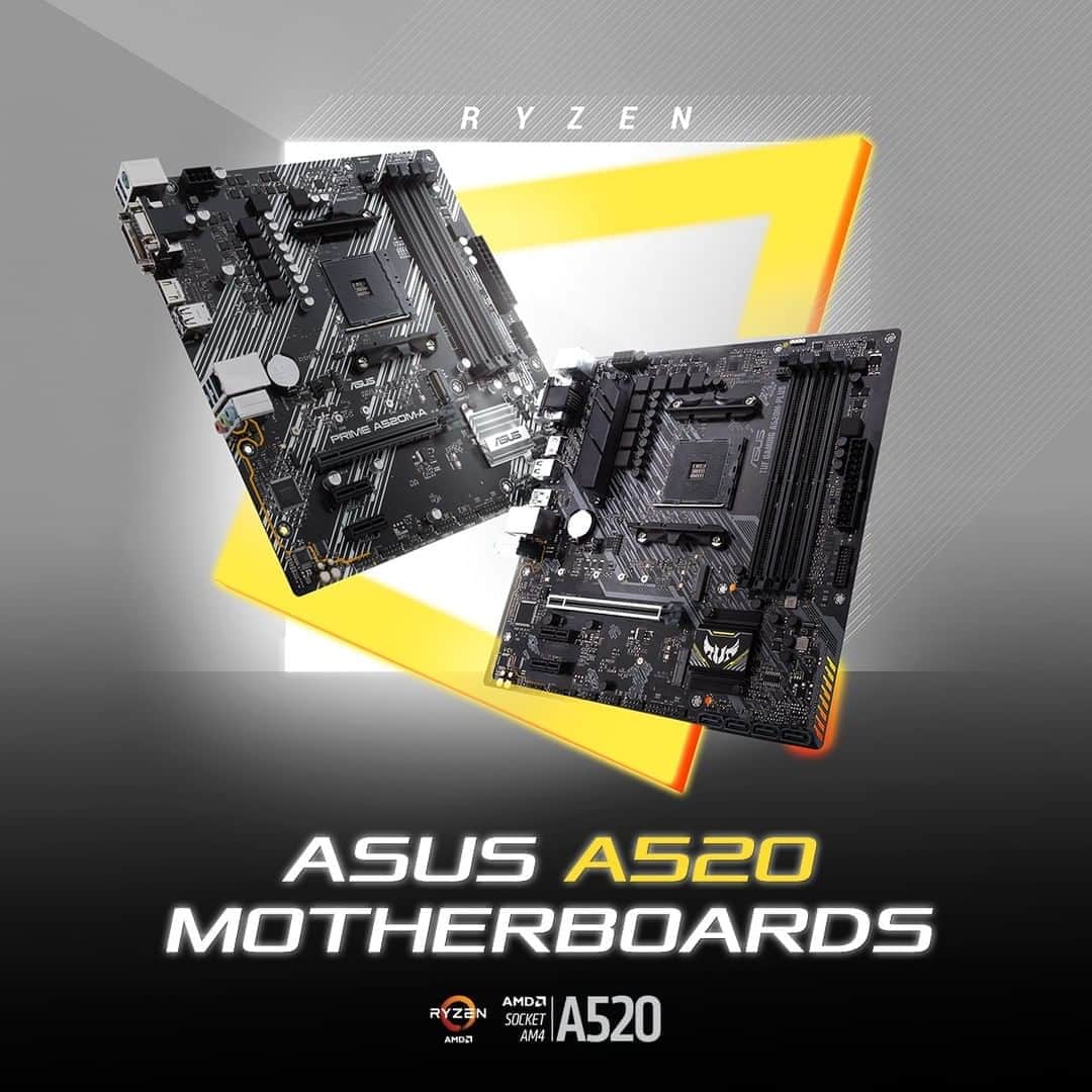 ASUSさんのインスタグラム写真 - (ASUSInstagram)「A whole new group of A520 series motherboards are joining the AM4 family, giving you more options in addition to our X570 and B550 series. A520 motherboards features the latest BIOS to support future AMD Ryzen™ Zen 3 architecture processors, are also perfect match to AMD Ryzen 4000 series APU to create a budget-friendly gaming rig or workstation.」8月18日 22時00分 - asus