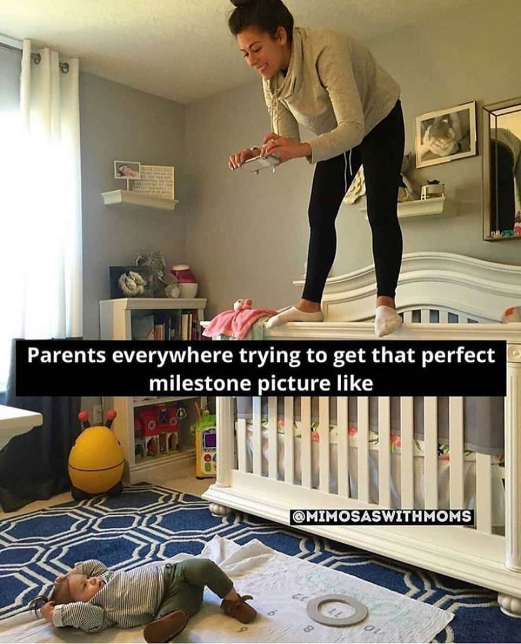 Average Parent Problemsのインスタグラム：「I’m glad my first was born before Instagram. Too much photo pressure!!! // Credit: @mimosaswithmoms」