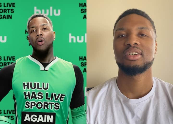 デイミアン・リラードのインスタグラム：「🤔 Why did @hulu put my face on some random guy’s body? Cause I’m too busy getting buckets in the bubble to shoot commercials. 💪🏽#HuluHasLiveSportsAgain #BubbleAd #DeepFake #ThatAintMe 🤣」