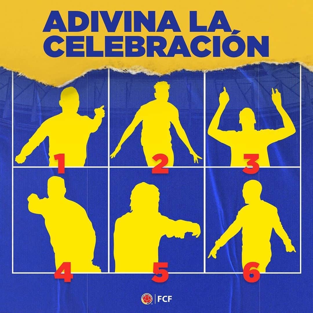 サッカー コロンビア代表チームのインスタグラム：「Solo para fanáticos... 🥳⚽  ¿Quiénes son los jugadores que están detrás de estas celebraciones? 😬  ¡Demuestra cuánto sabes de la Tricolor 🇨🇴 y comenta las respuestas! 🔝」